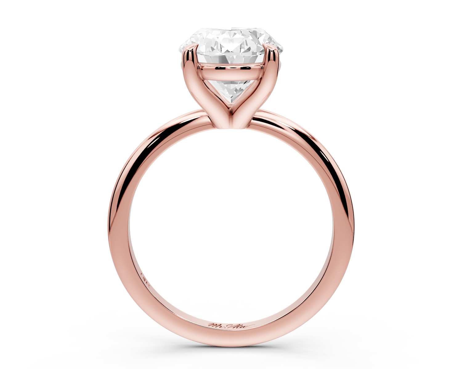 Odessa - 4ct 18k rose gold oval Knife Edge Solitaire Engagement Ring - Mr. Alex Jewelry