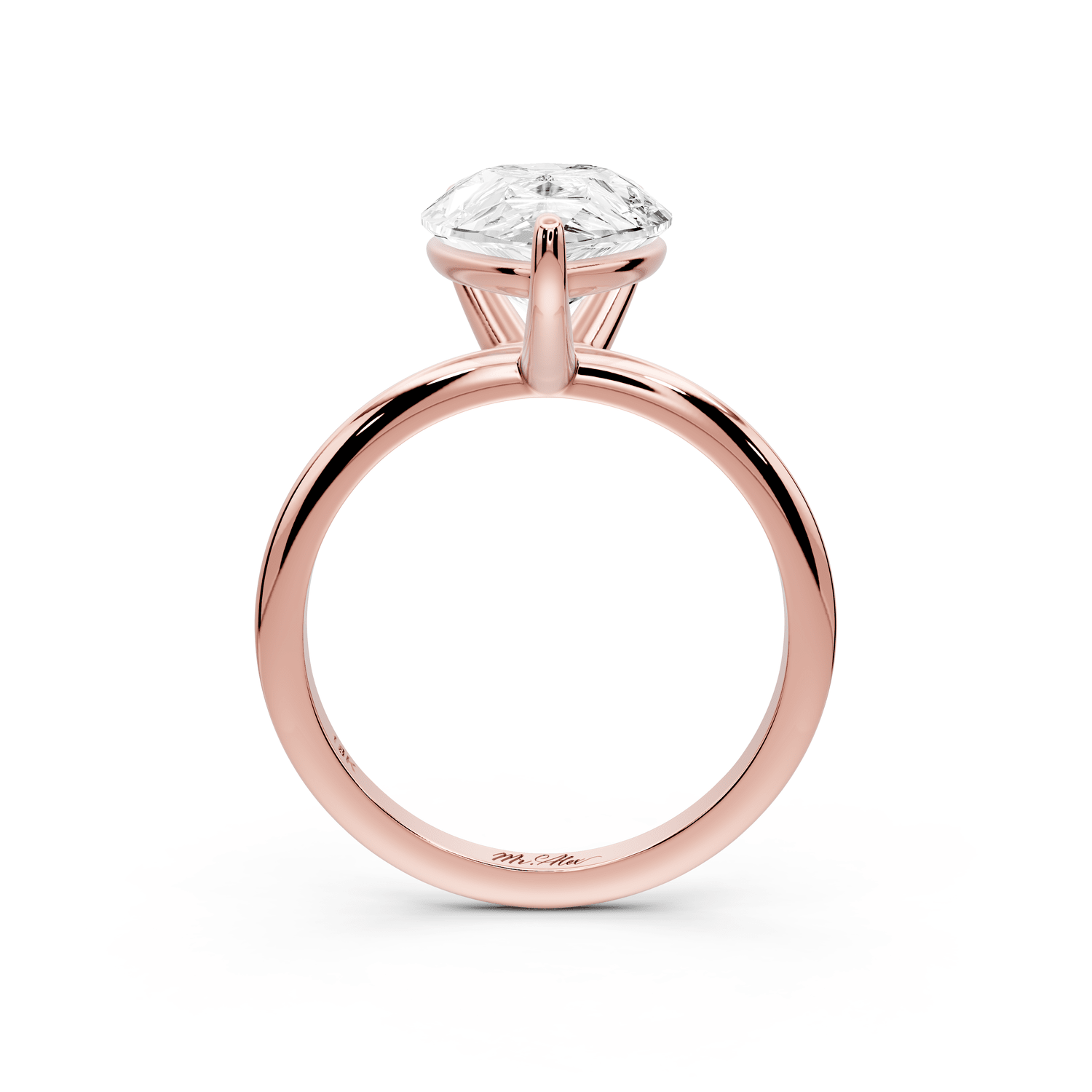 Odessa - 4ct 18k rose gold pear Knife Edge Solitaire Engagement Ring - Mr. Alex Jewelry