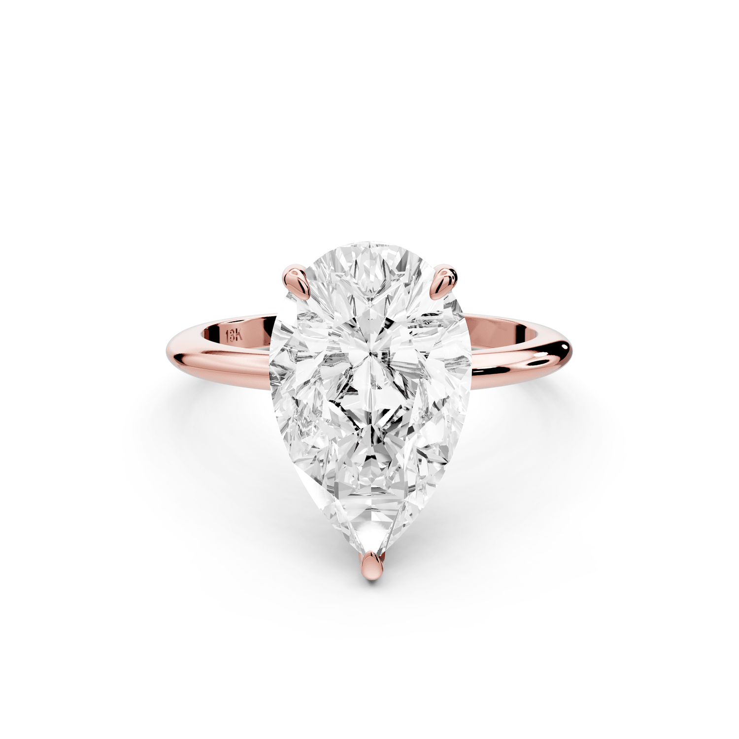 Odessa - 4ct 18k rose gold pear Knife Edge Solitaire Engagement Ring - Mr. Alex Jewelry