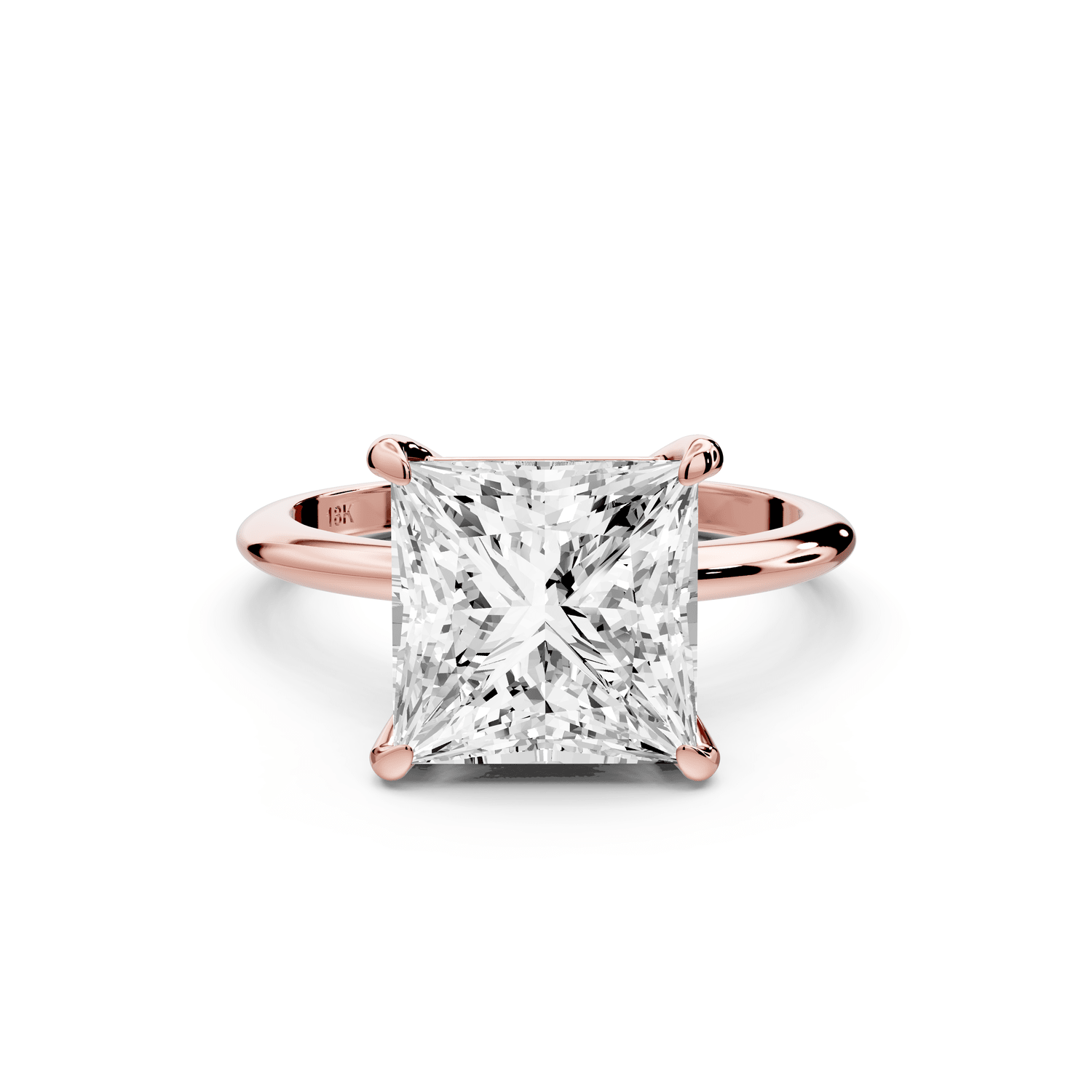 Odessa - 4ct 18k rose gold princess Knife Edge Solitaire Engagement Ring - Mr. Alex Jewelry