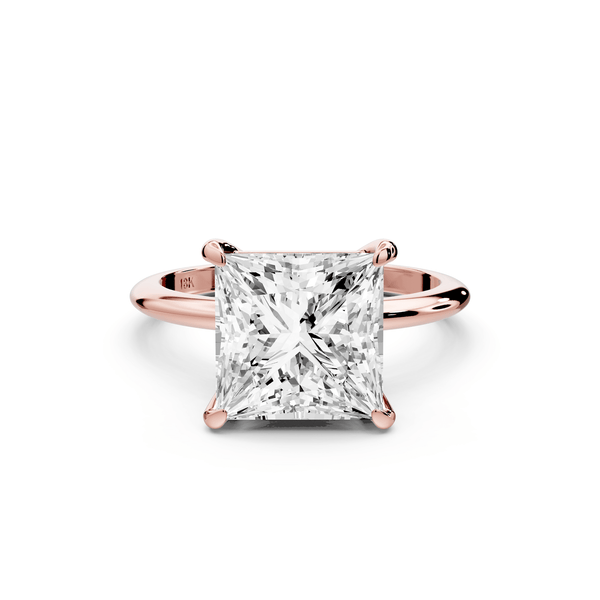 Odessa - 4ct 18k rose gold princess Knife Edge Solitaire Engagement Ring - Mr. Alex Jewelry