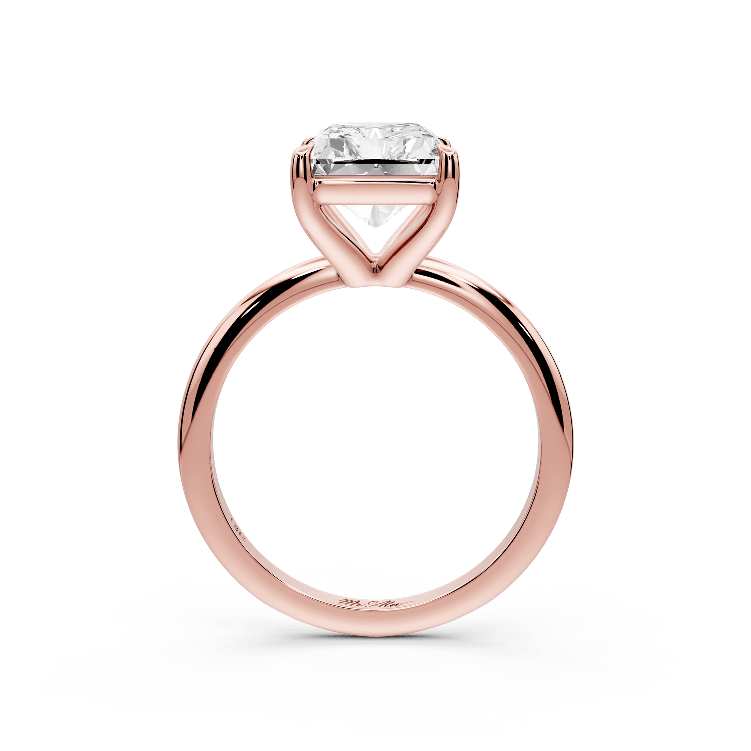 Odessa - 4ct 18k rose gold radiant Knife Edge Solitaire Engagement Ring - Mr. Alex Jewelry