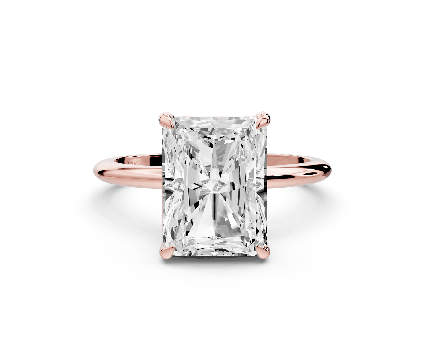 Odessa - 4ct 18k rose gold radiant Knife Edge Solitaire Engagement Ring - Mr. Alex Jewelry