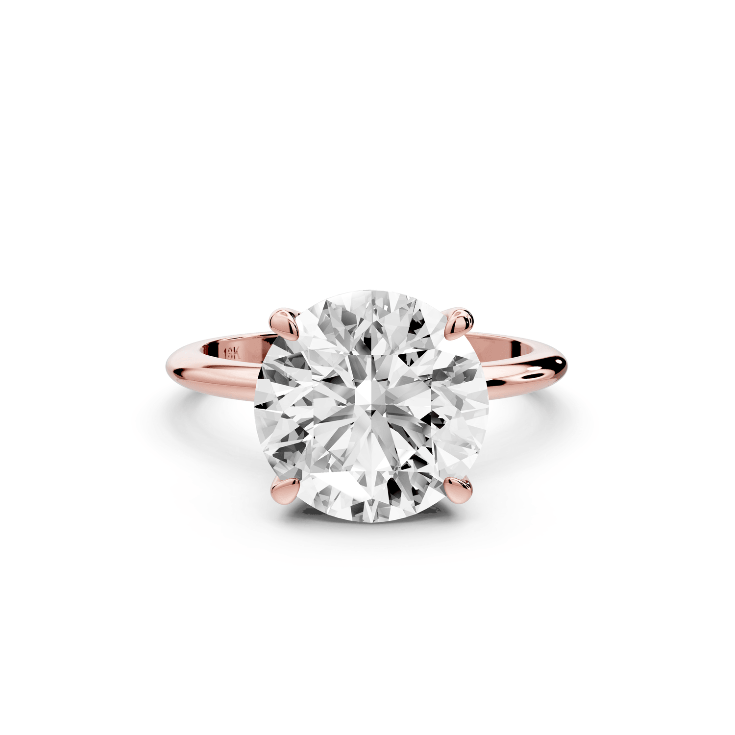 Odessa - 4ct 18k rose gold round Knife Edge Solitaire Engagement Ring - Mr. Alex Jewelry
