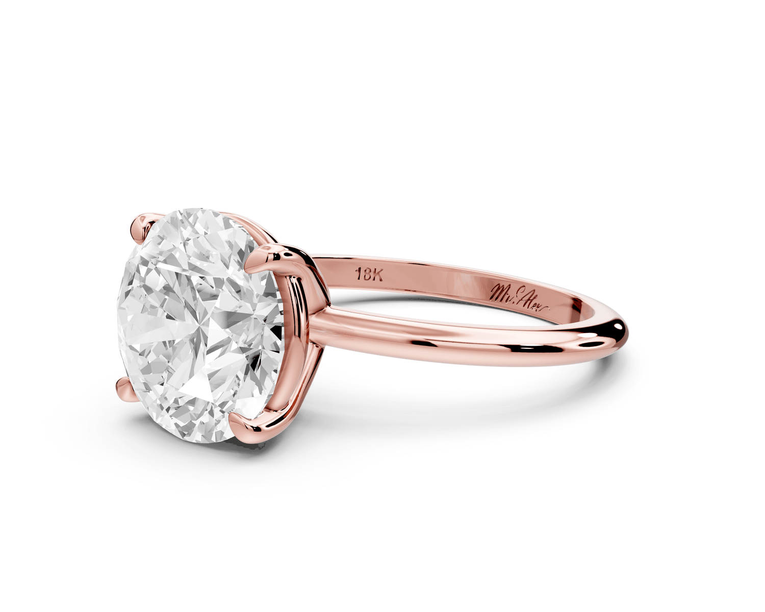 Odessa - 4ct 18k rose gold round Knife Edge Solitaire Engagement Ring - Mr. Alex Jewelry