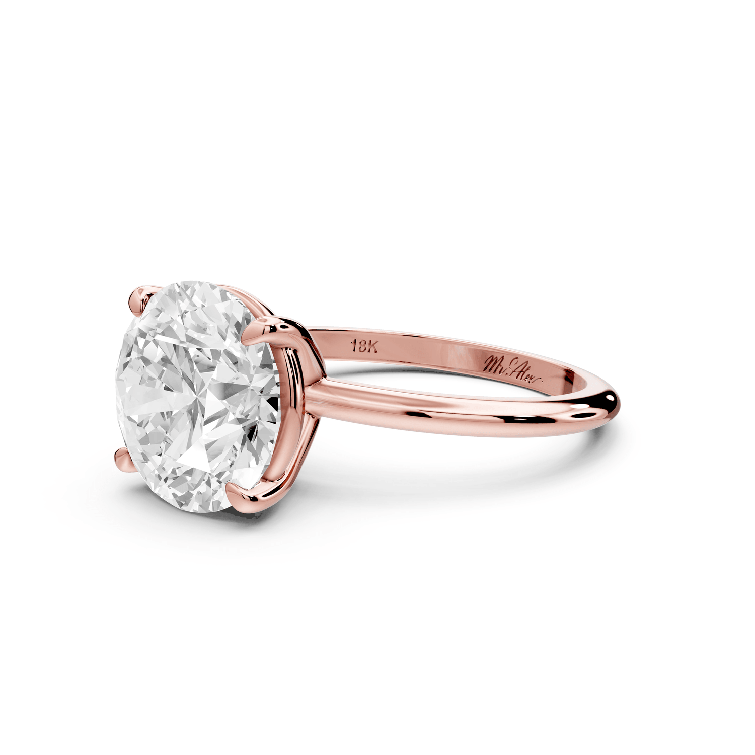 Odessa - 4ct 18k rose gold round Knife Edge Solitaire Engagement Ring - Mr. Alex Jewelry