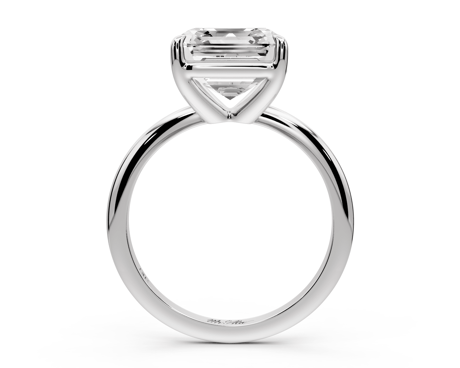 Odessa - 4ct 18k white gold asscher Knife Edge Solitaire Engagement Ring - Mr. Alex Jewelry