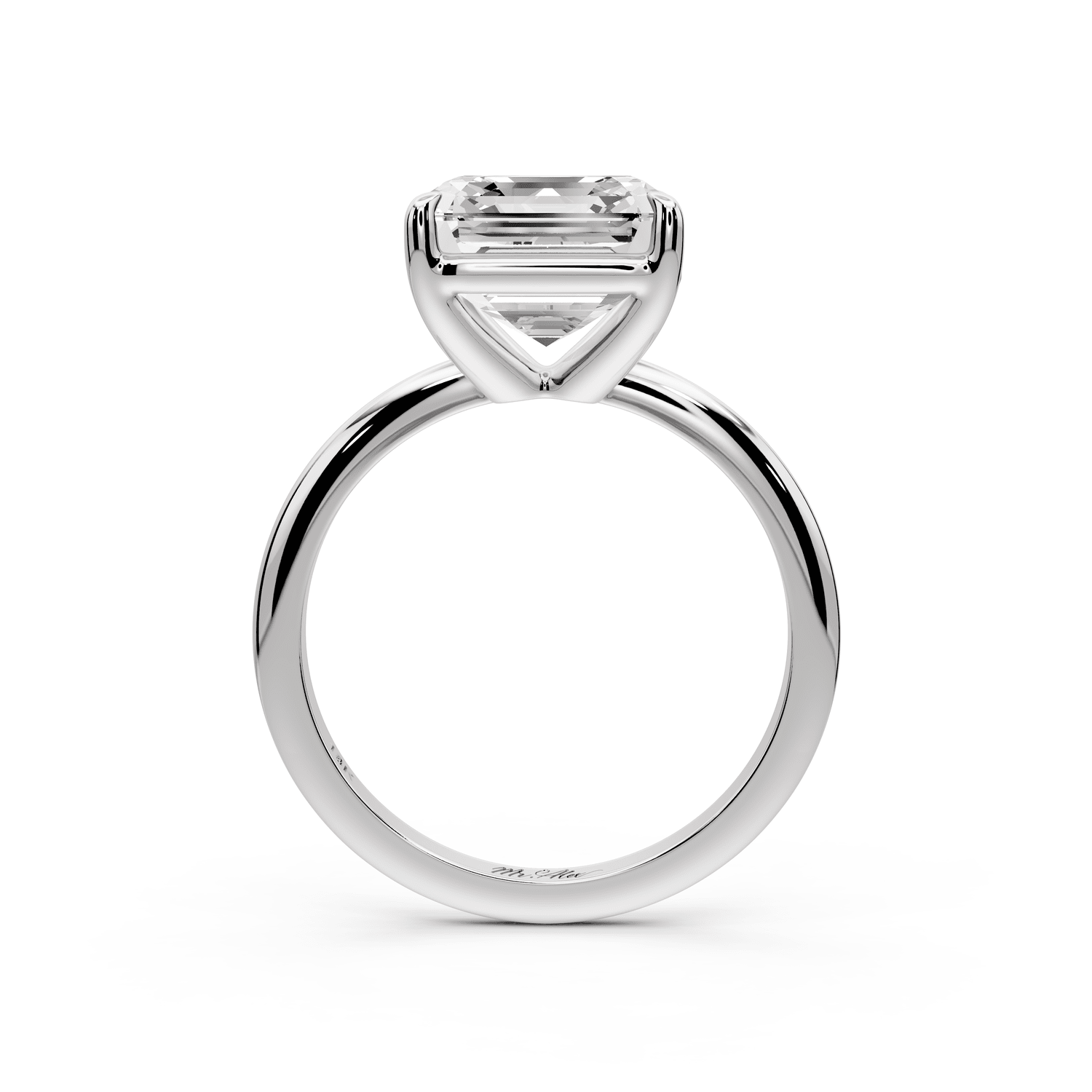 Odessa - 4ct 18k white gold asscher Knife Edge Solitaire Engagement Ring - Mr. Alex Jewelry