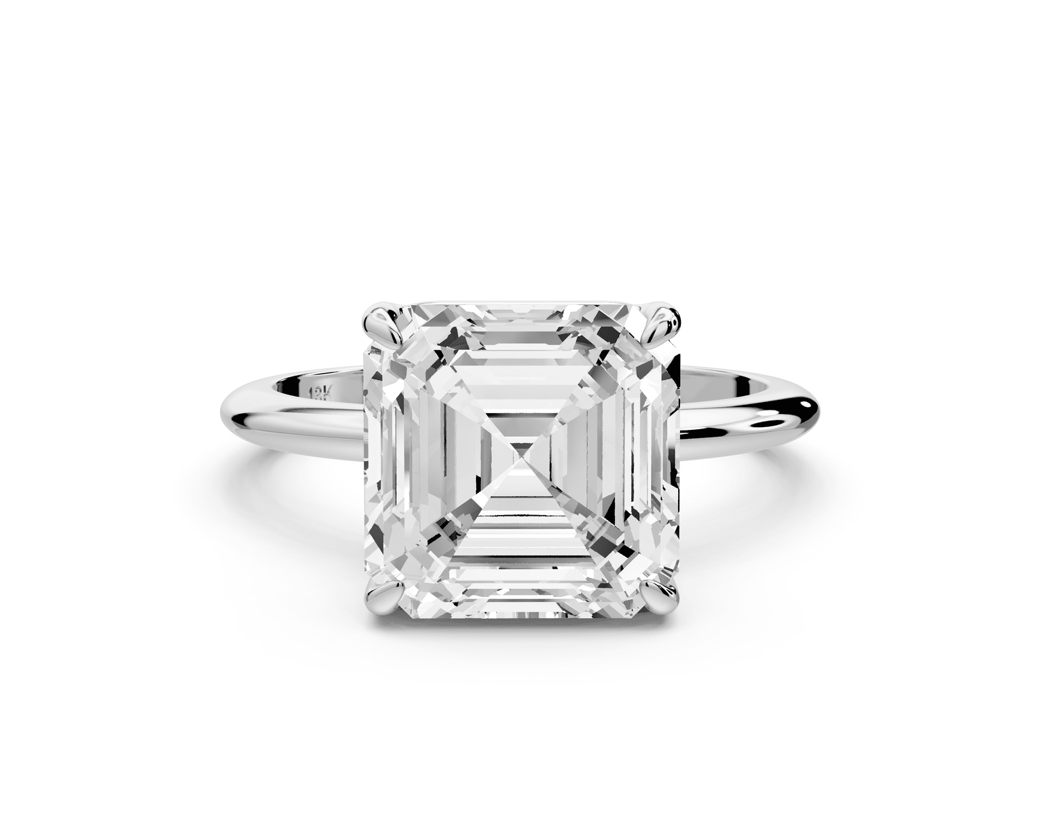 Odessa - 4ct 18k white gold asscher Knife Edge Solitaire Engagement Ring - Mr. Alex Jewelry