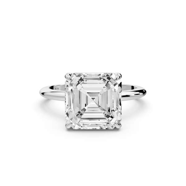 Odessa - 4ct 18k white gold asscher Knife Edge Solitaire Engagement Ring - Mr. Alex Jewelry