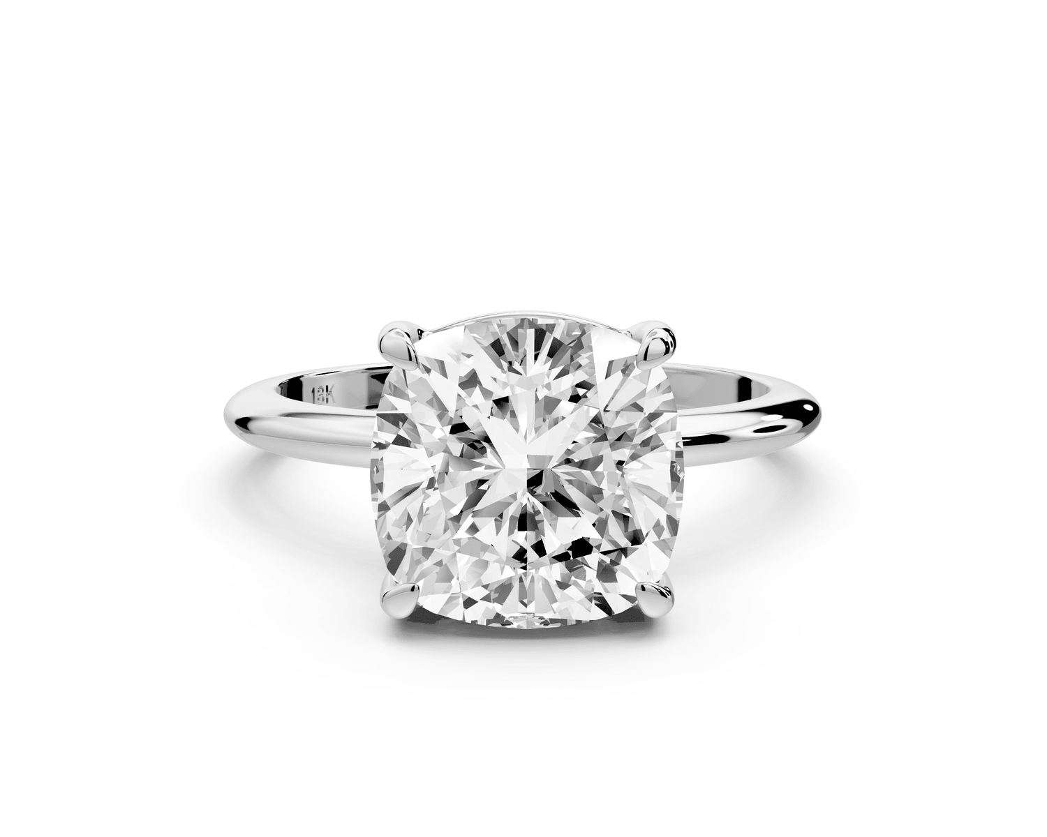 Odessa - 4ct 18k white gold cushion Knife Edge Solitaire Engagement Ring - Mr. Alex Jewelry