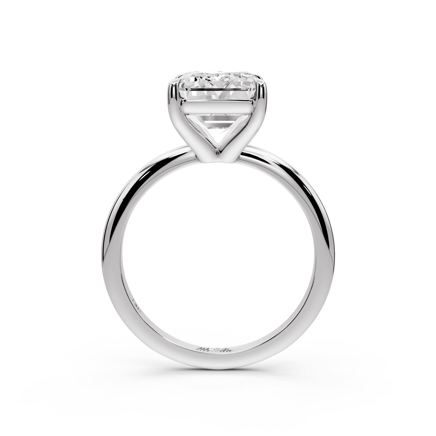 Odessa - 4ct 18k white gold emerald Knife Edge Solitaire Engagement Ring - Mr. Alex Jewelry
