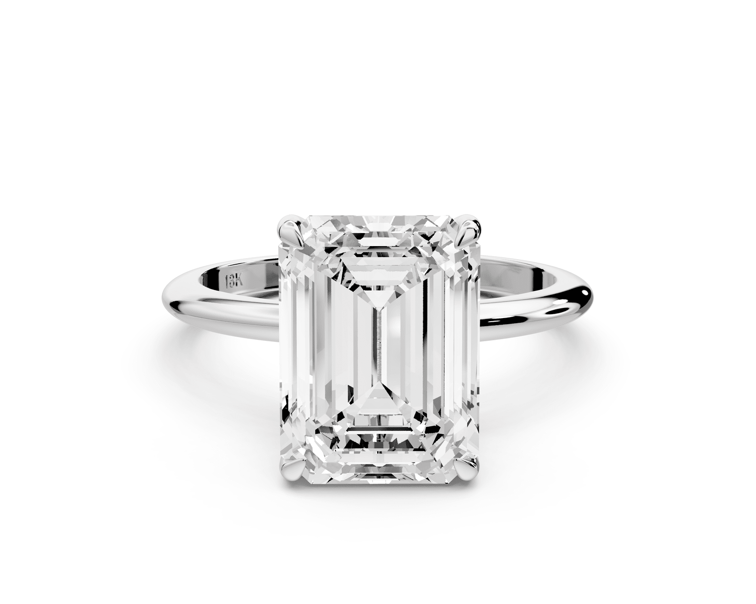 Odessa - 4ct 18k white gold emerald Knife Edge Solitaire Engagement Ring - Mr. Alex Jewelry