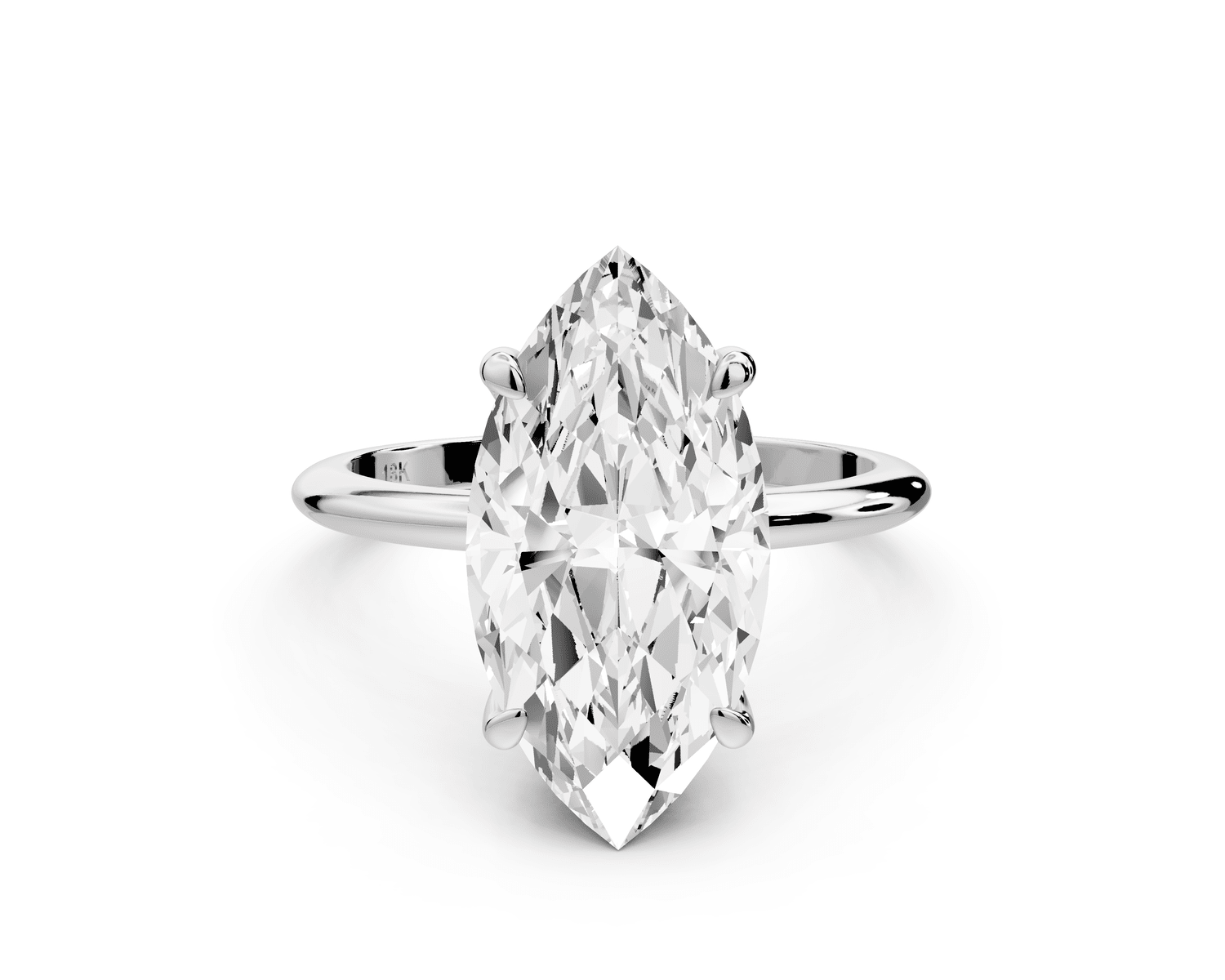 Odessa - 4ct 18k white gold marquise Knife Edge Solitaire Engagement Ring - Mr. Alex Jewelry