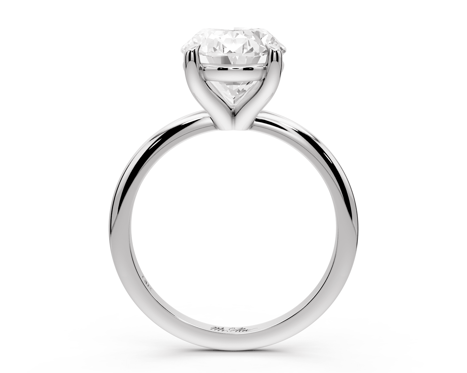 Odessa - 4ct 18k white gold oval Knife Edge Solitaire Engagement Ring - Mr. Alex Jewelry