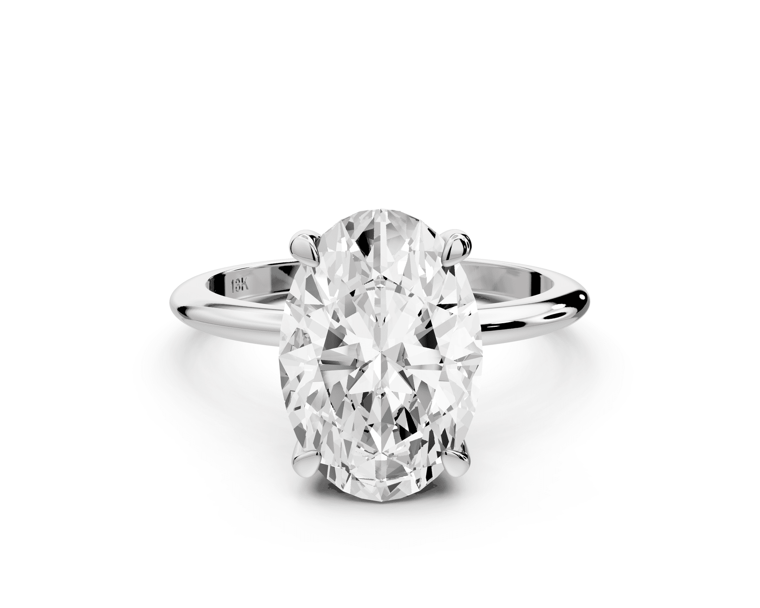 Odessa - 4ct 18k white gold oval Knife Edge Solitaire Engagement Ring - Mr. Alex Jewelry