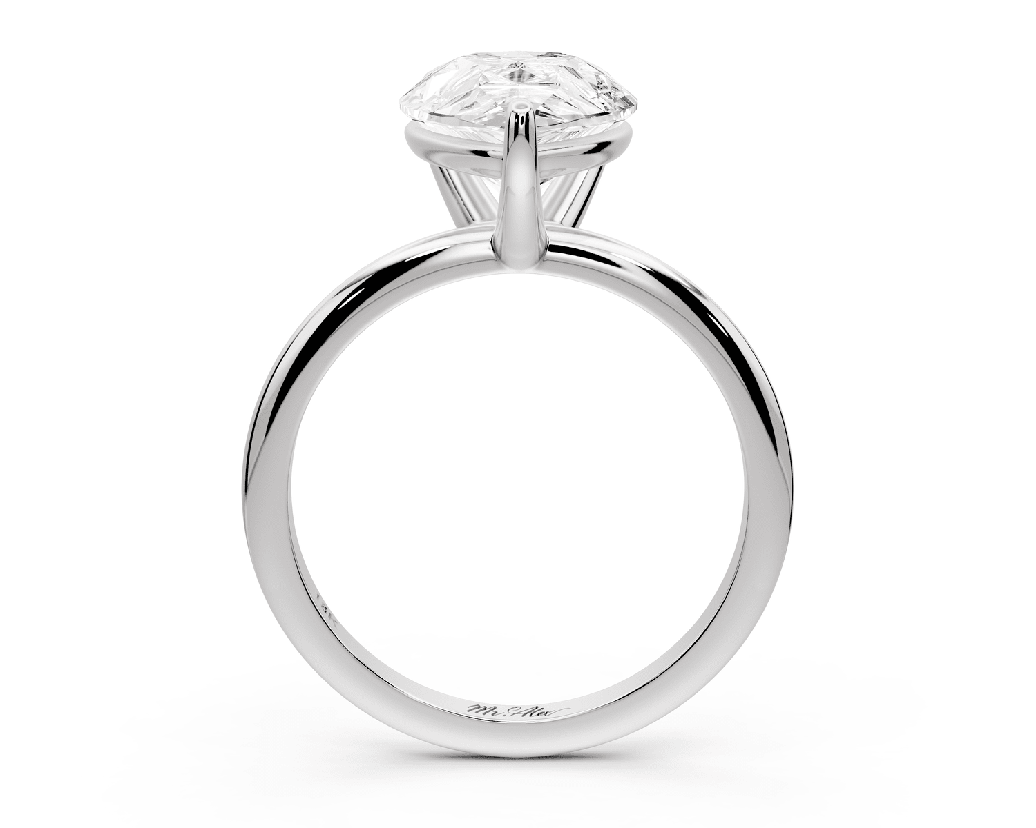 Odessa - 4ct 18k white gold pear Knife Edge Solitaire Engagement Ring - Mr. Alex Jewelry