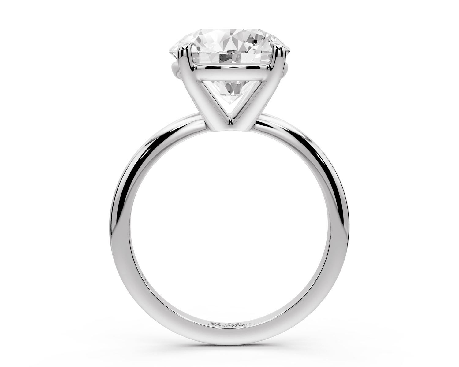 Odessa - 4ct 18k white gold round Knife Edge Solitaire Engagement Ring - Mr. Alex Jewelry