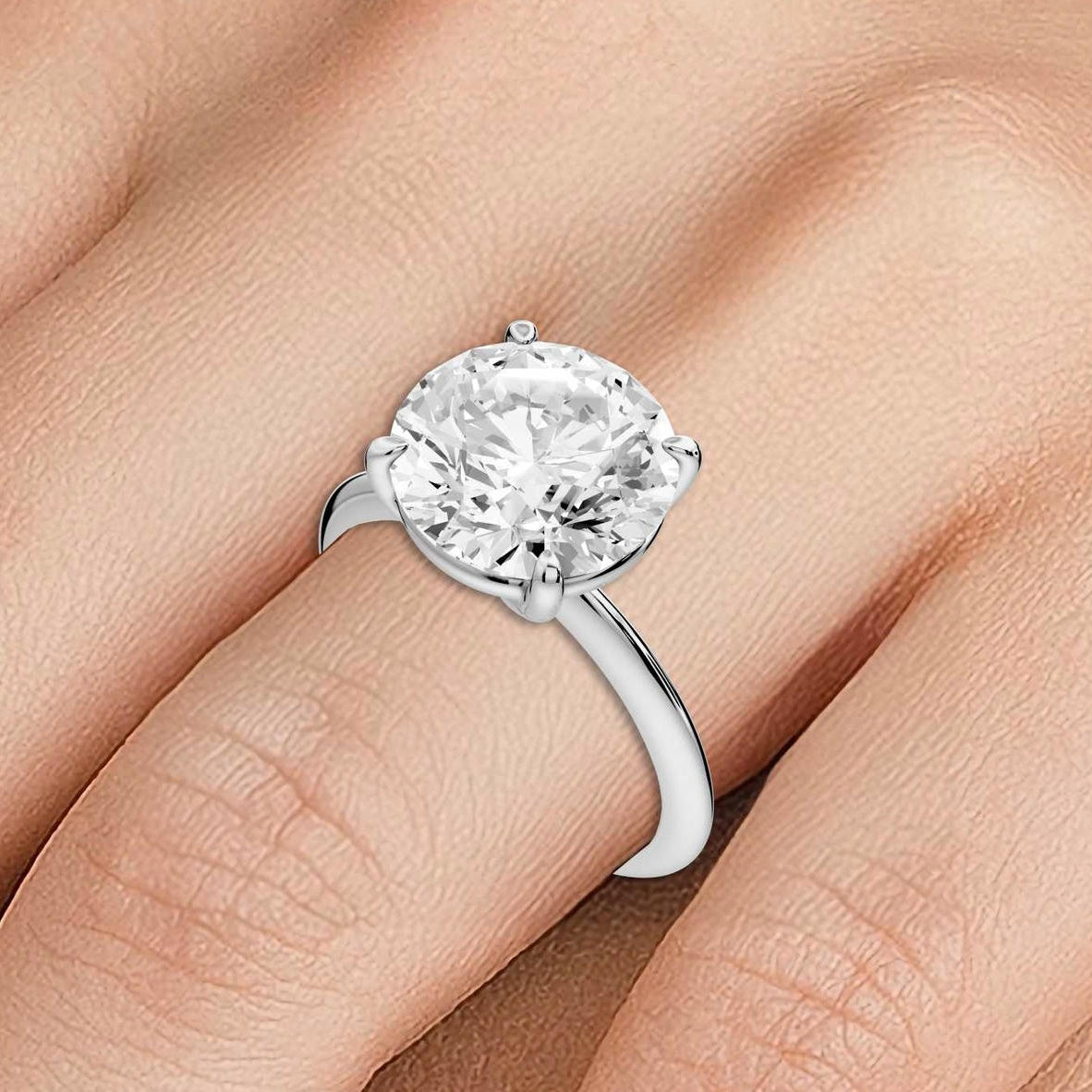 Odessa - 4ct 18k white gold round Knife Edge Solitaire Engagement Ring - Mr. Alex Jewelry