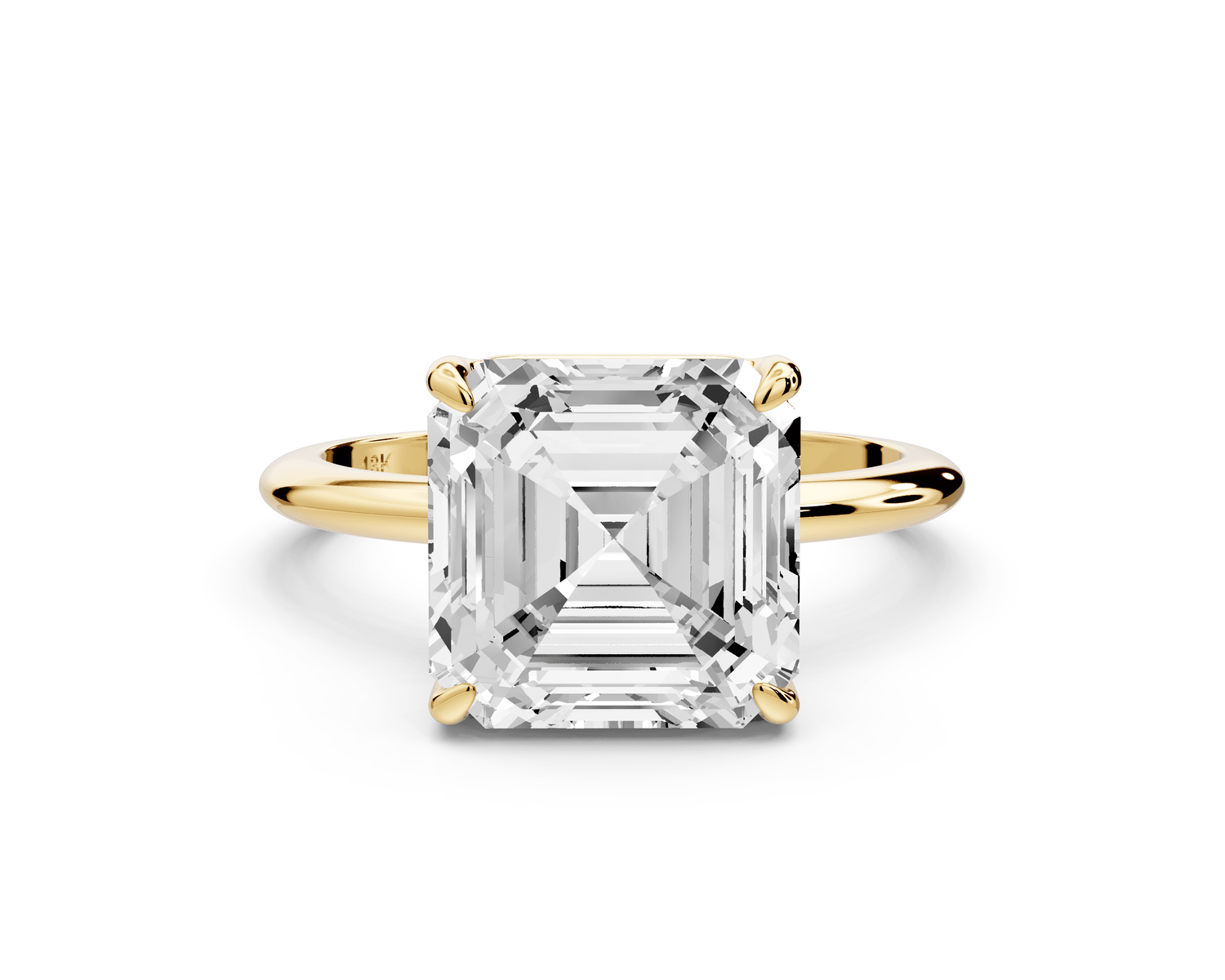 Odessa - 4ct 18k yellow gold asscher Knife Edge Solitaire Engagement Ring - Mr. Alex Jewelry