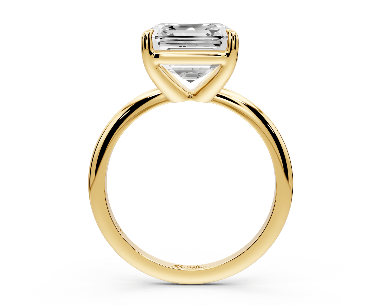 Odessa - 4ct 18k yellow gold asscher Knife Edge Solitaire Engagement Ring - Mr. Alex Jewelry