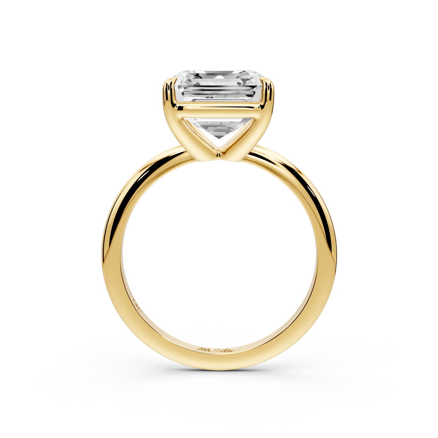 Odessa - 4ct 18k yellow gold asscher Knife Edge Solitaire Engagement Ring - Mr. Alex Jewelry