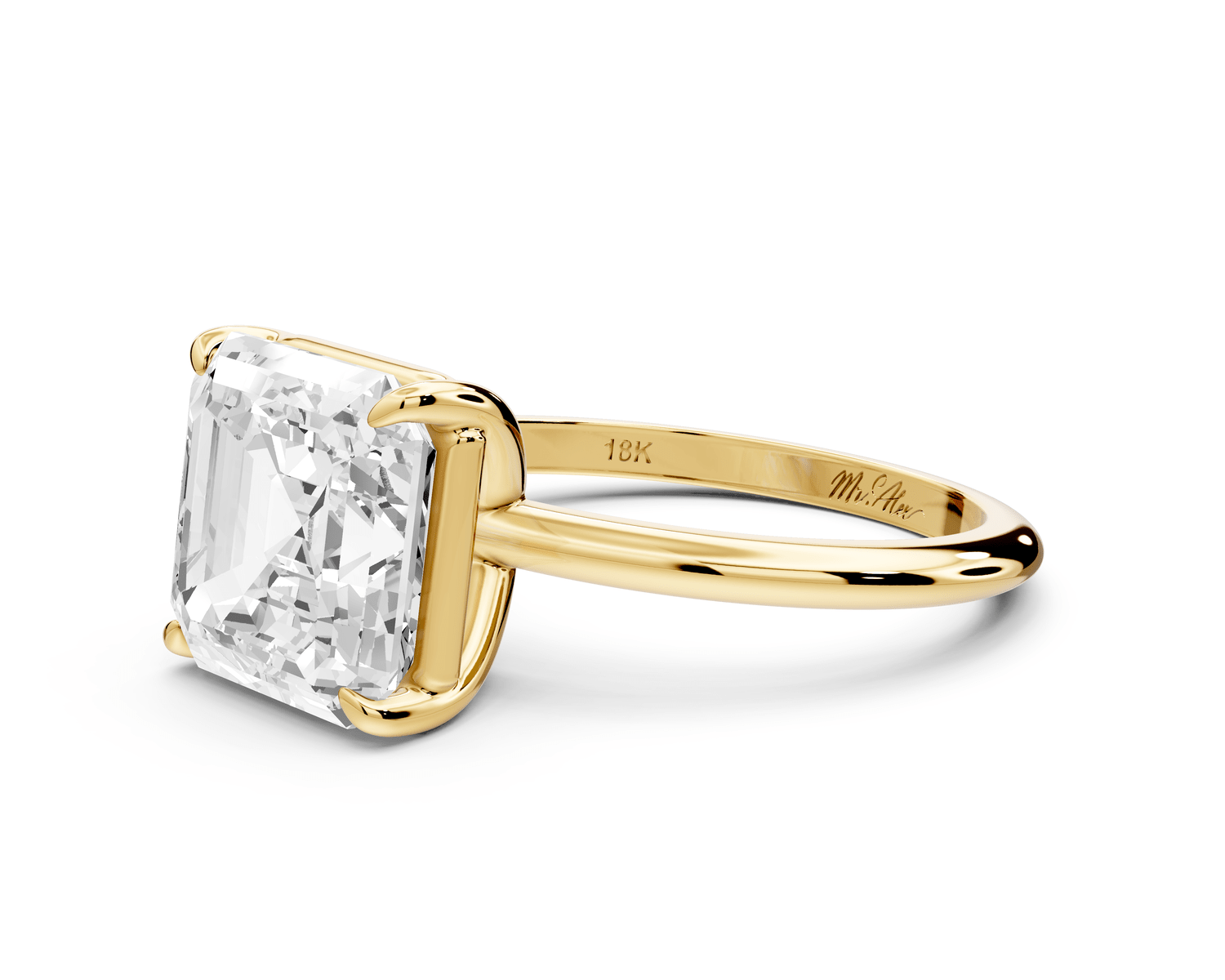 Odessa - 4ct 18k yellow gold asscher Knife Edge Solitaire Engagement Ring - Mr. Alex Jewelry