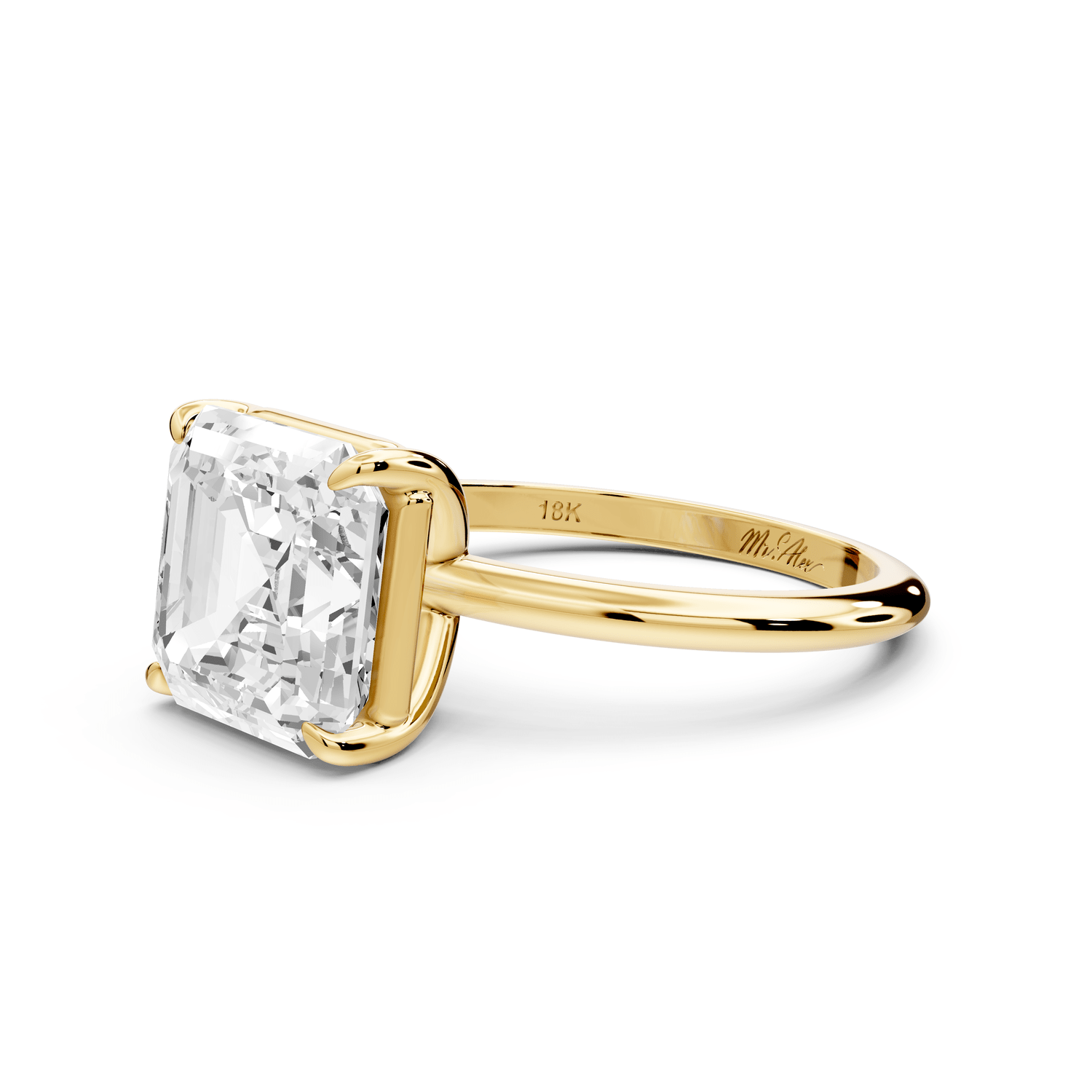 Odessa - 4ct 18k yellow gold asscher Knife Edge Solitaire Engagement Ring - Mr. Alex Jewelry