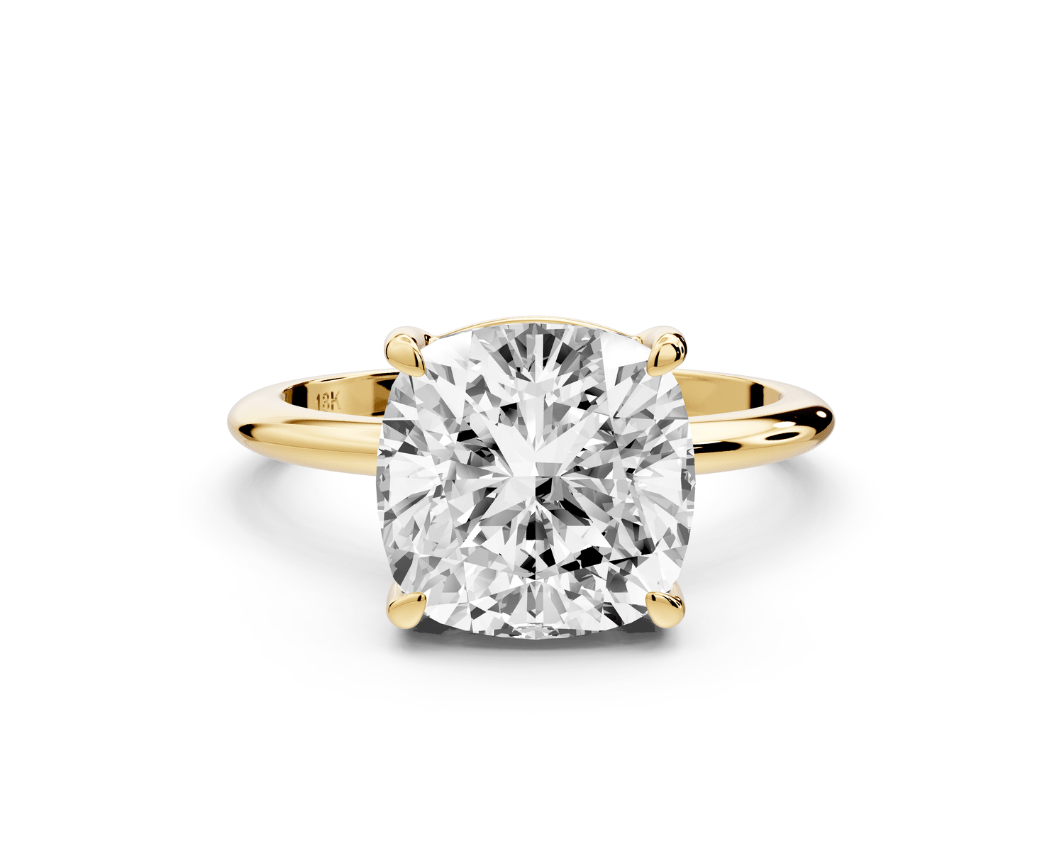 Odessa - 4ct 18k yellow gold cushion Knife Edge Solitaire Engagement Ring - Mr. Alex Jewelry