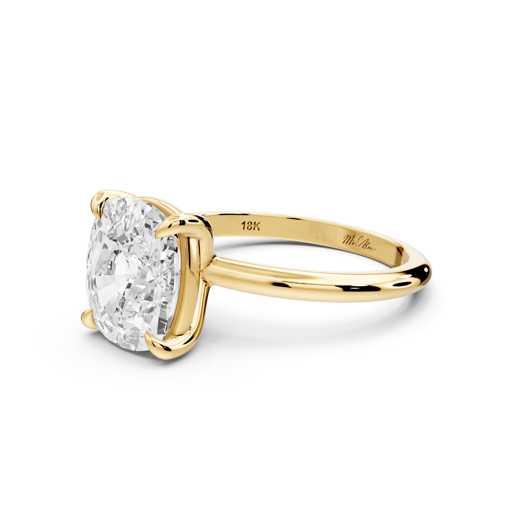 Odessa - 4ct 18k yellow gold Elongated Cushion Knife Edge Solitaire Engagement Ring - Mr. Alex Jewelry