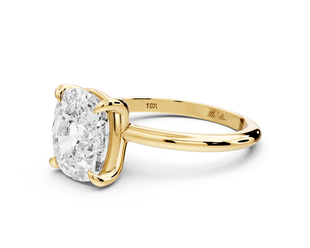 Odessa - 4ct 18k yellow gold Elongated Cushion Knife Edge Solitaire Engagement Ring - Mr. Alex Jewelry