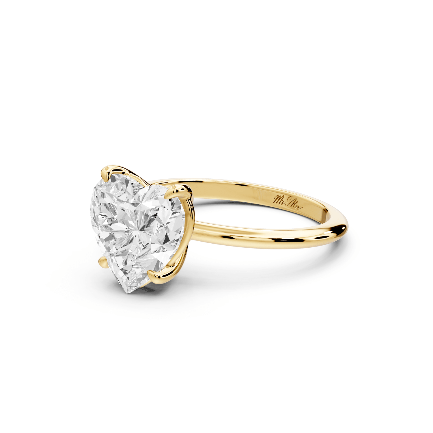 Odessa - 4ct 18k yellow gold heart Knife Edge Solitaire Engagement Ring - Mr. Alex Jewelry