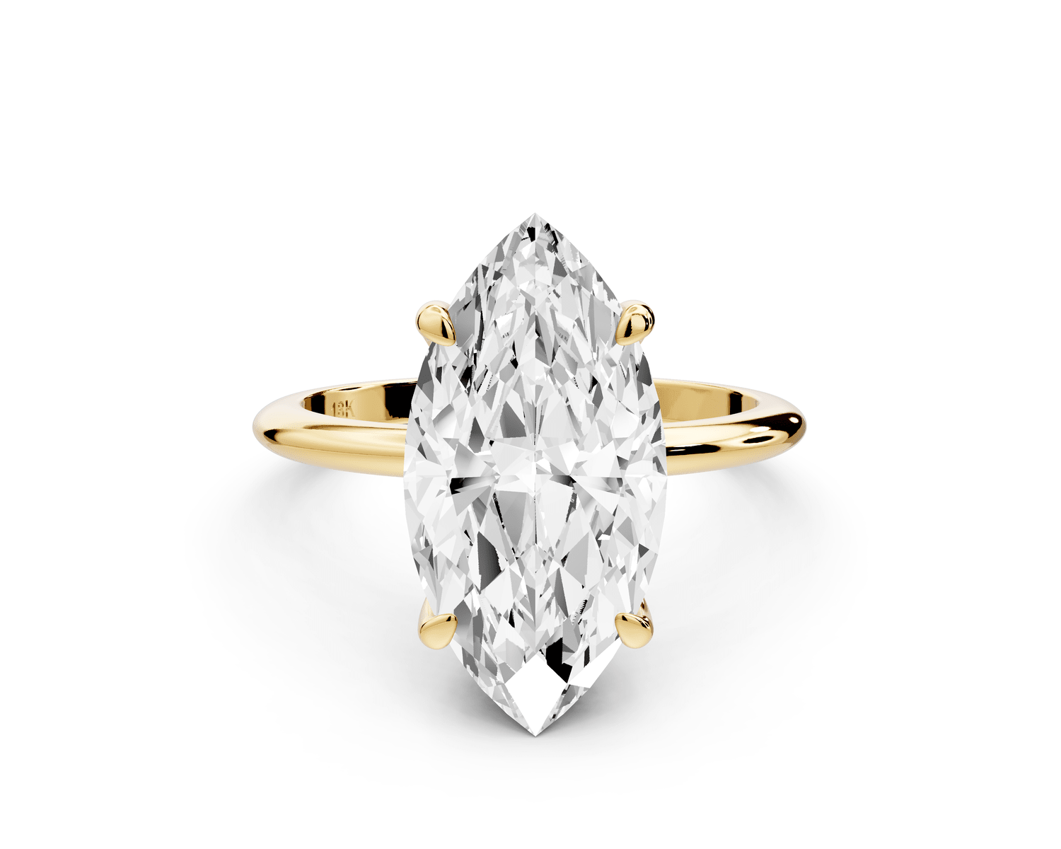 Odessa - 4ct 18k yellow gold marquise Knife Edge Solitaire Engagement Ring - Mr. Alex Jewelry