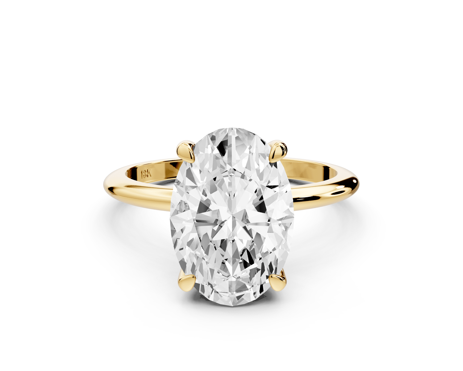 Odessa - 4ct 18k yellow gold oval Knife Edge Solitaire Engagement Ring - Mr. Alex Jewelry