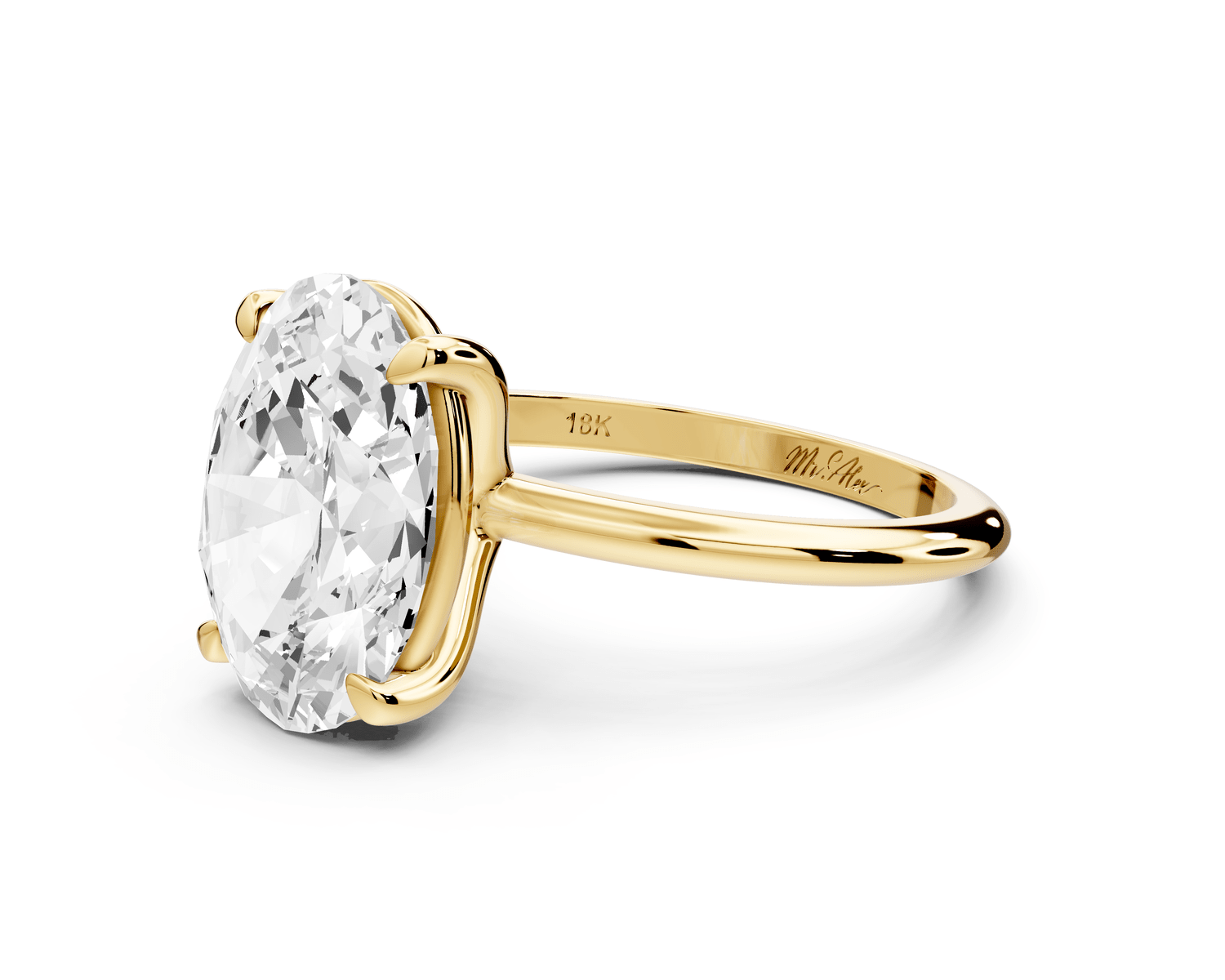 Odessa - 4ct 18k yellow gold oval Knife Edge Solitaire Engagement Ring - Mr. Alex Jewelry