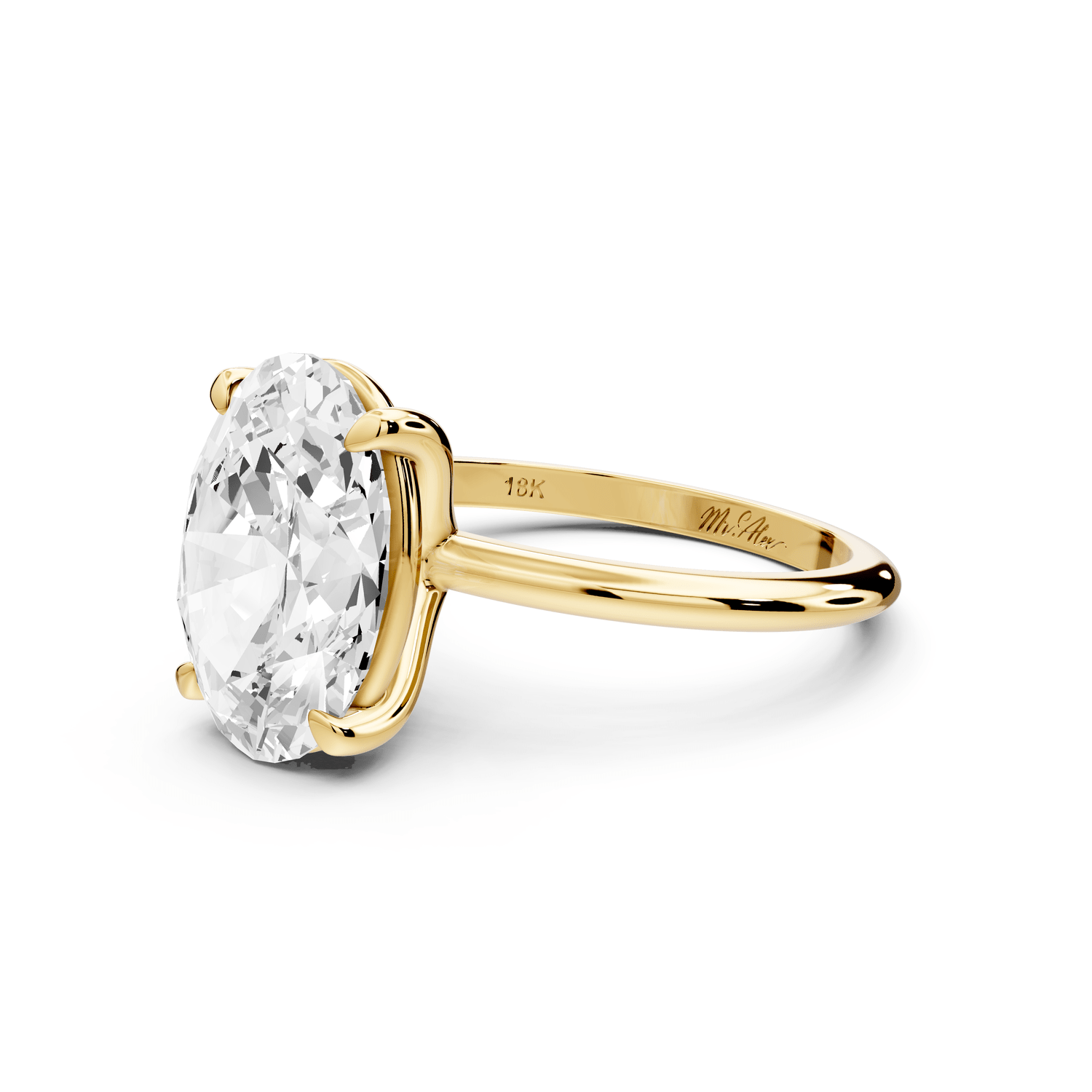Odessa - 4ct 18k yellow gold oval Knife Edge Solitaire Engagement Ring - Mr. Alex Jewelry