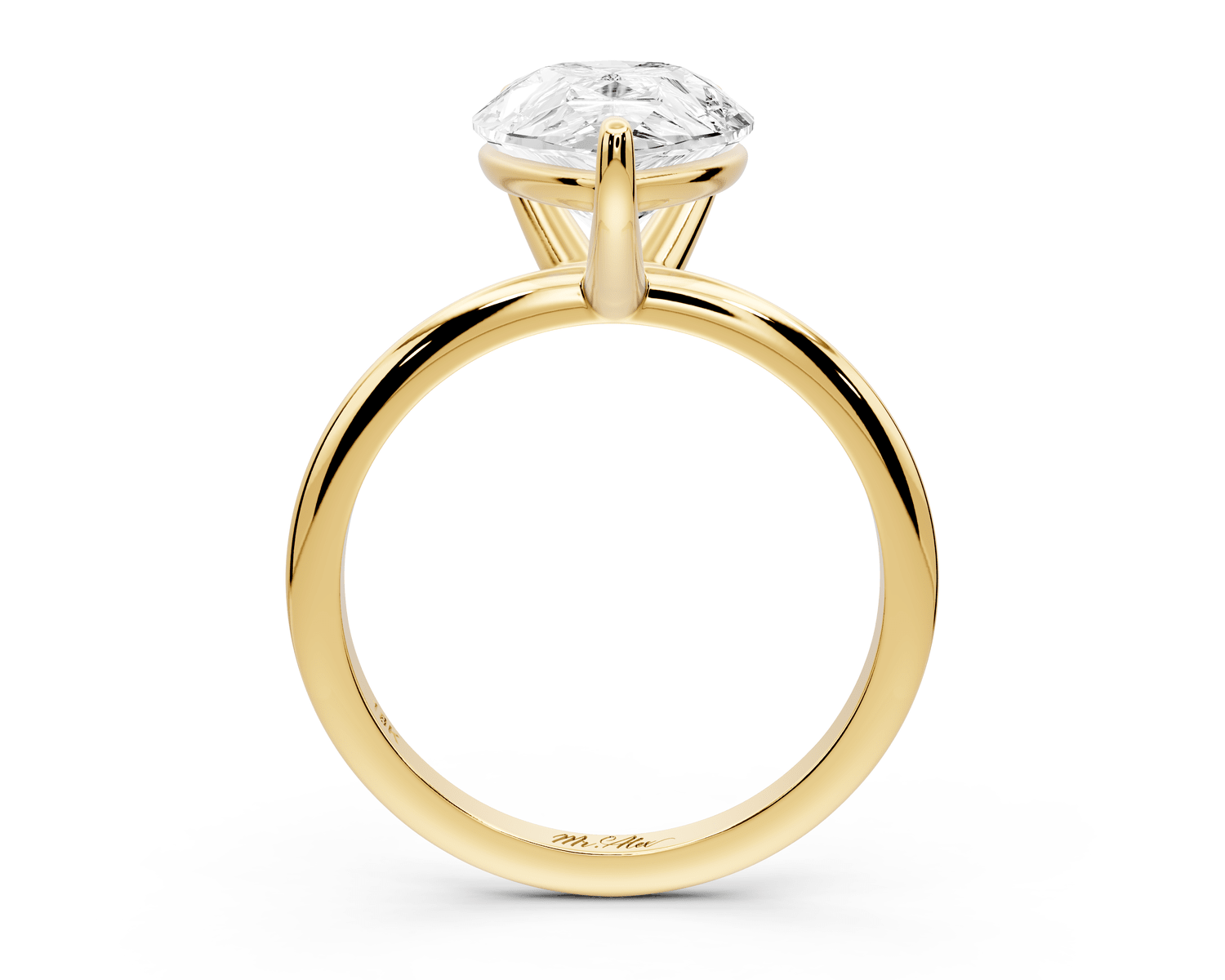 Odessa - 4ct 18k yellow gold pear Knife Edge Solitaire Engagement Ring - Mr. Alex Jewelry