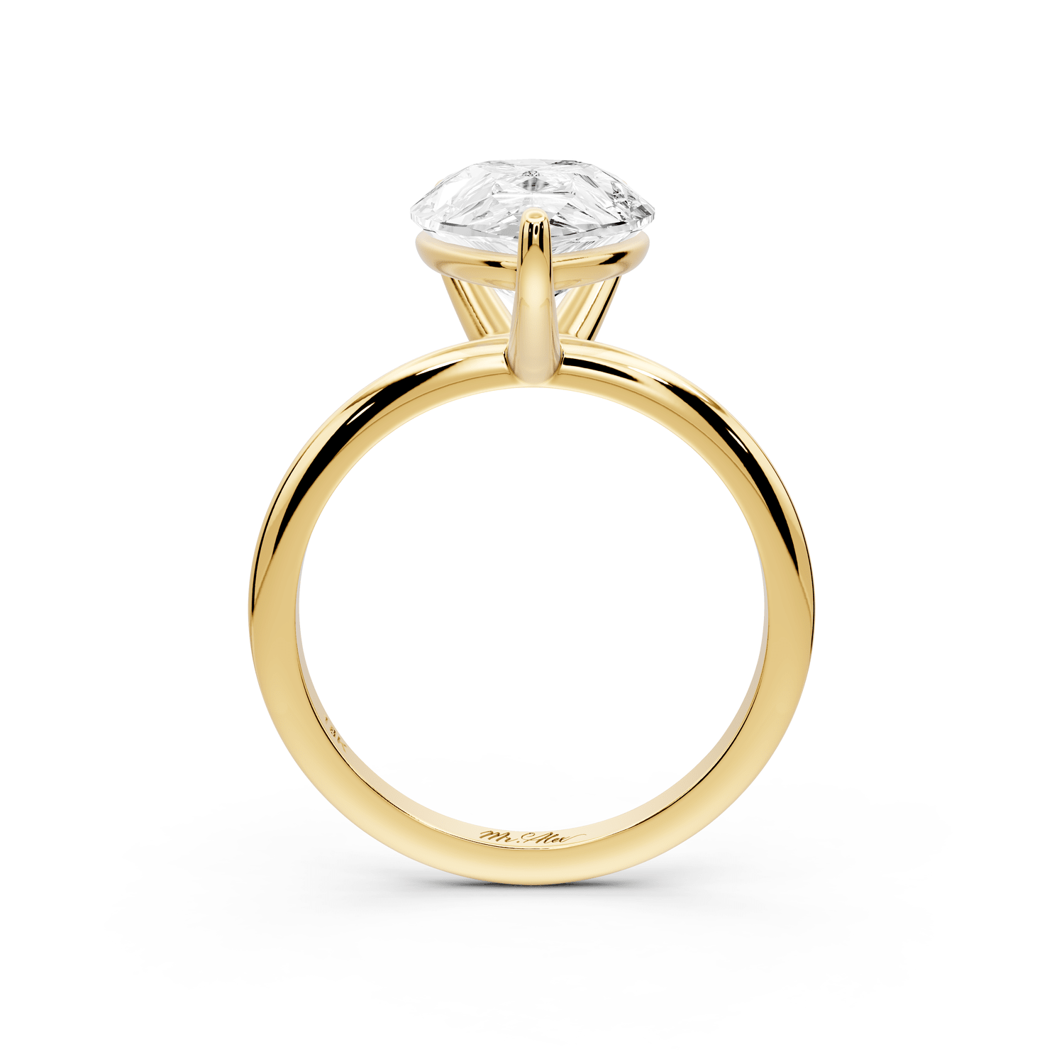 Odessa - 4ct 18k yellow gold pear Knife Edge Solitaire Engagement Ring - Mr. Alex Jewelry