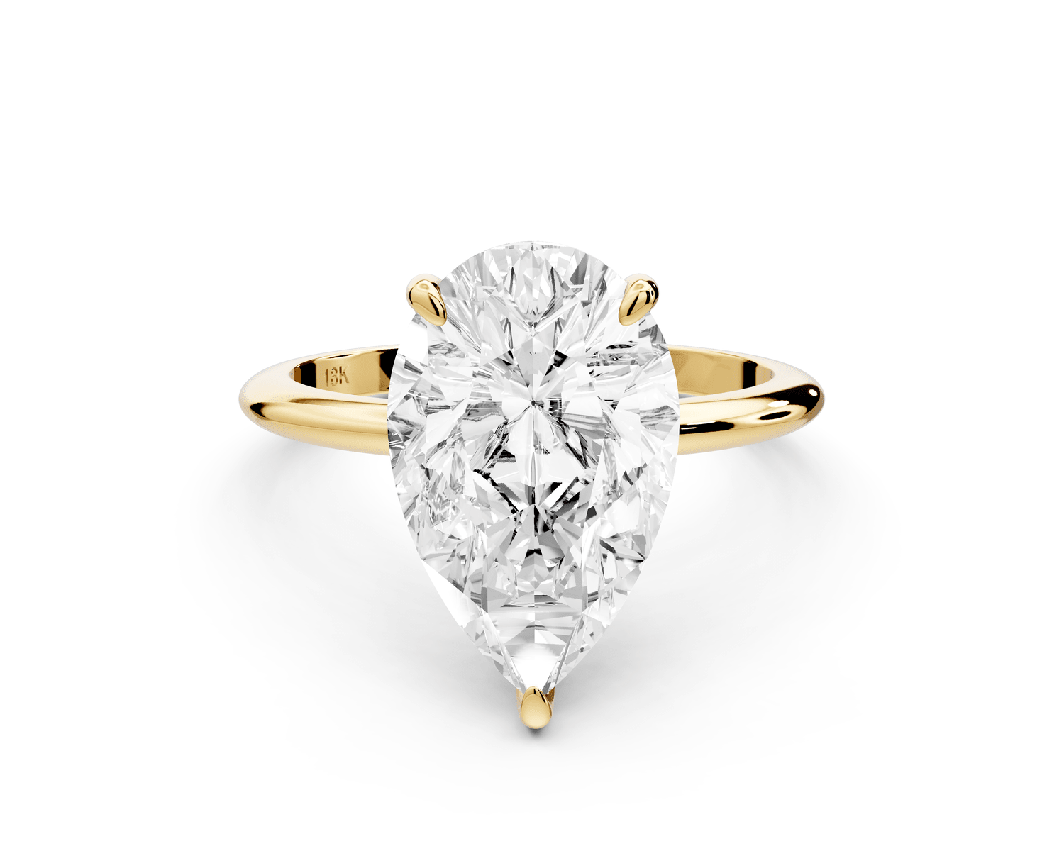 Odessa - 4ct 18k yellow gold pear Knife Edge Solitaire Engagement Ring - Mr. Alex Jewelry