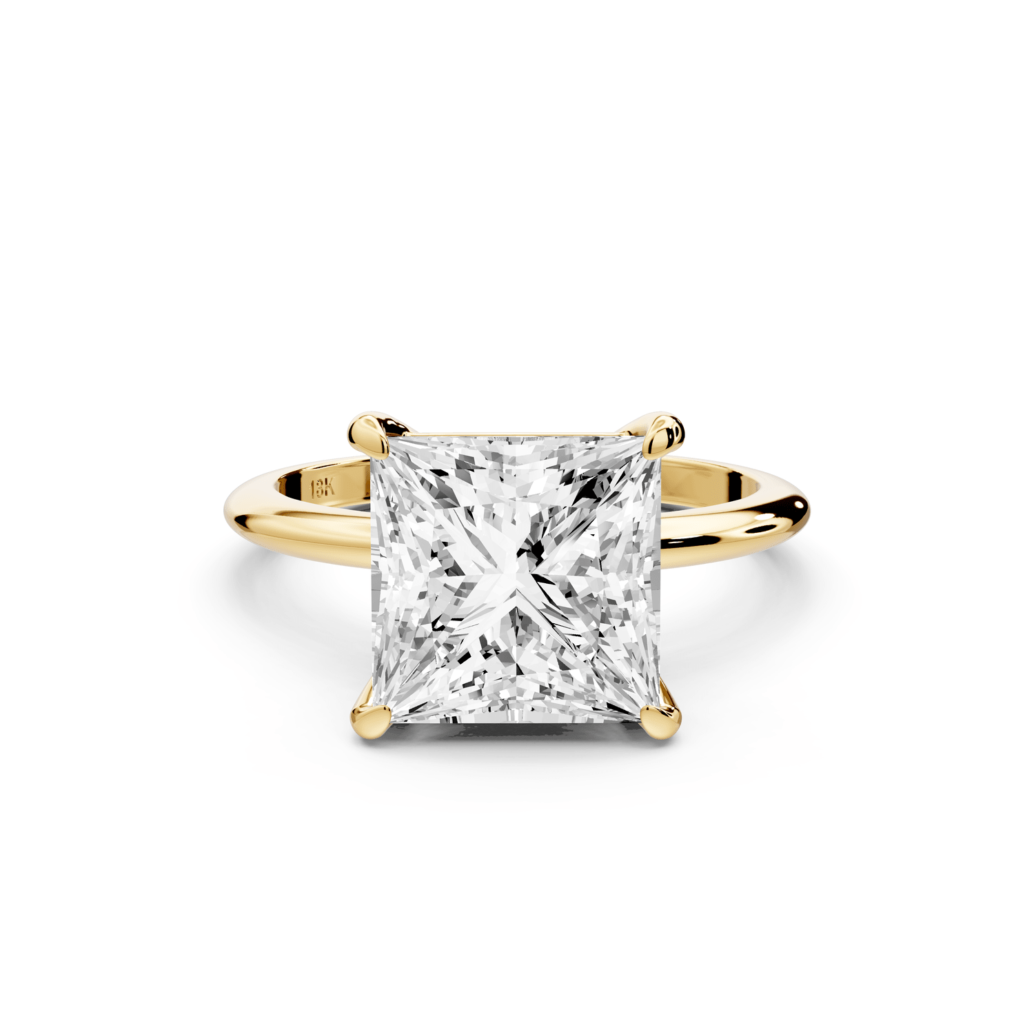 Odessa - 4ct 18k yellow gold princess Knife Edge Solitaire Engagement Ring - Mr. Alex Jewelry