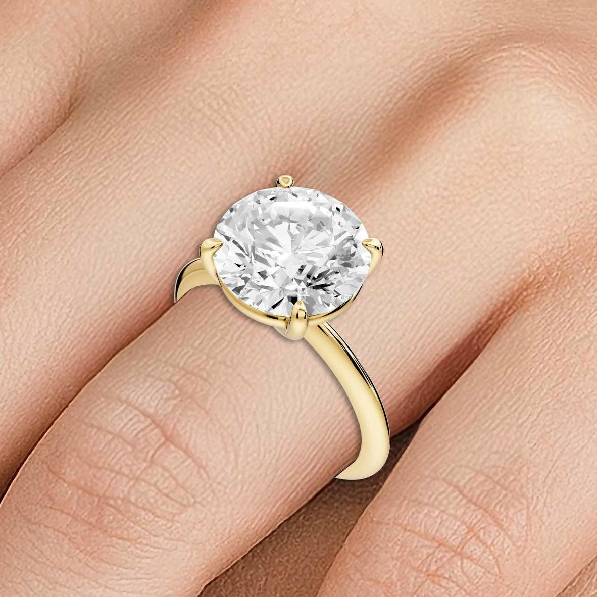 Odessa - 4ct 18k yellow gold round Knife Edge Solitaire Engagement Ring - Mr. Alex Jewelry