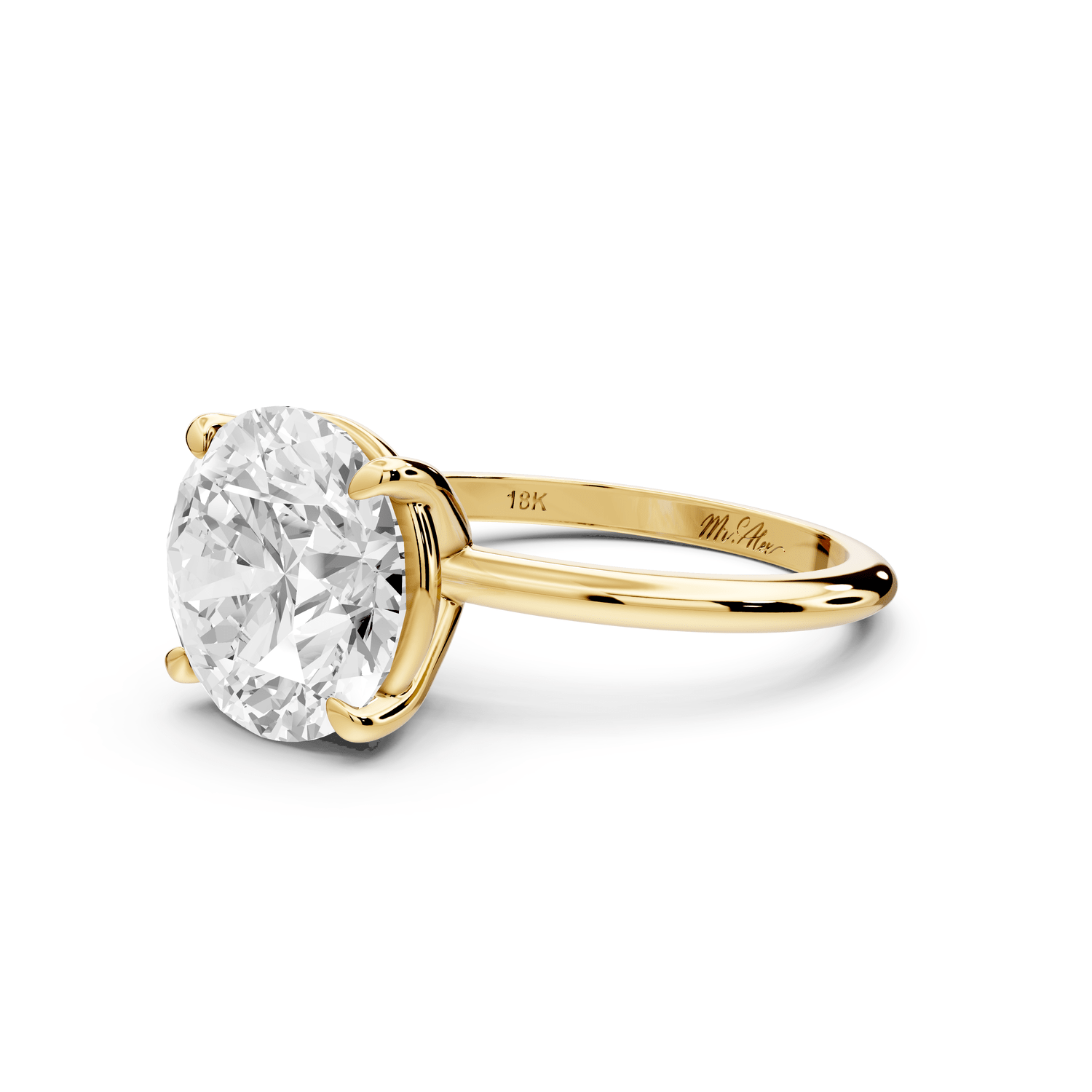 Odessa - 4ct 18k yellow gold round Knife Edge Solitaire Engagement Ring - Mr. Alex Jewelry