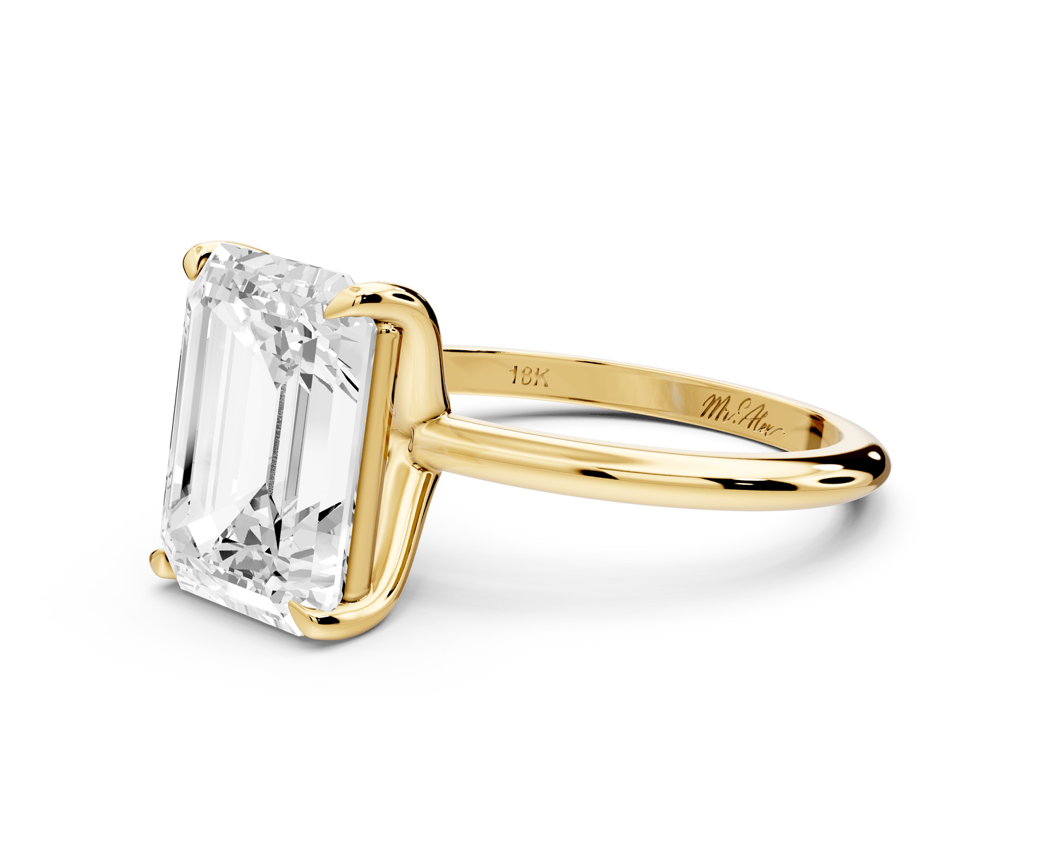 Odessa - 4ct emerald Engagement Ring 18k yellow gold - Mr. Alex Jewelry