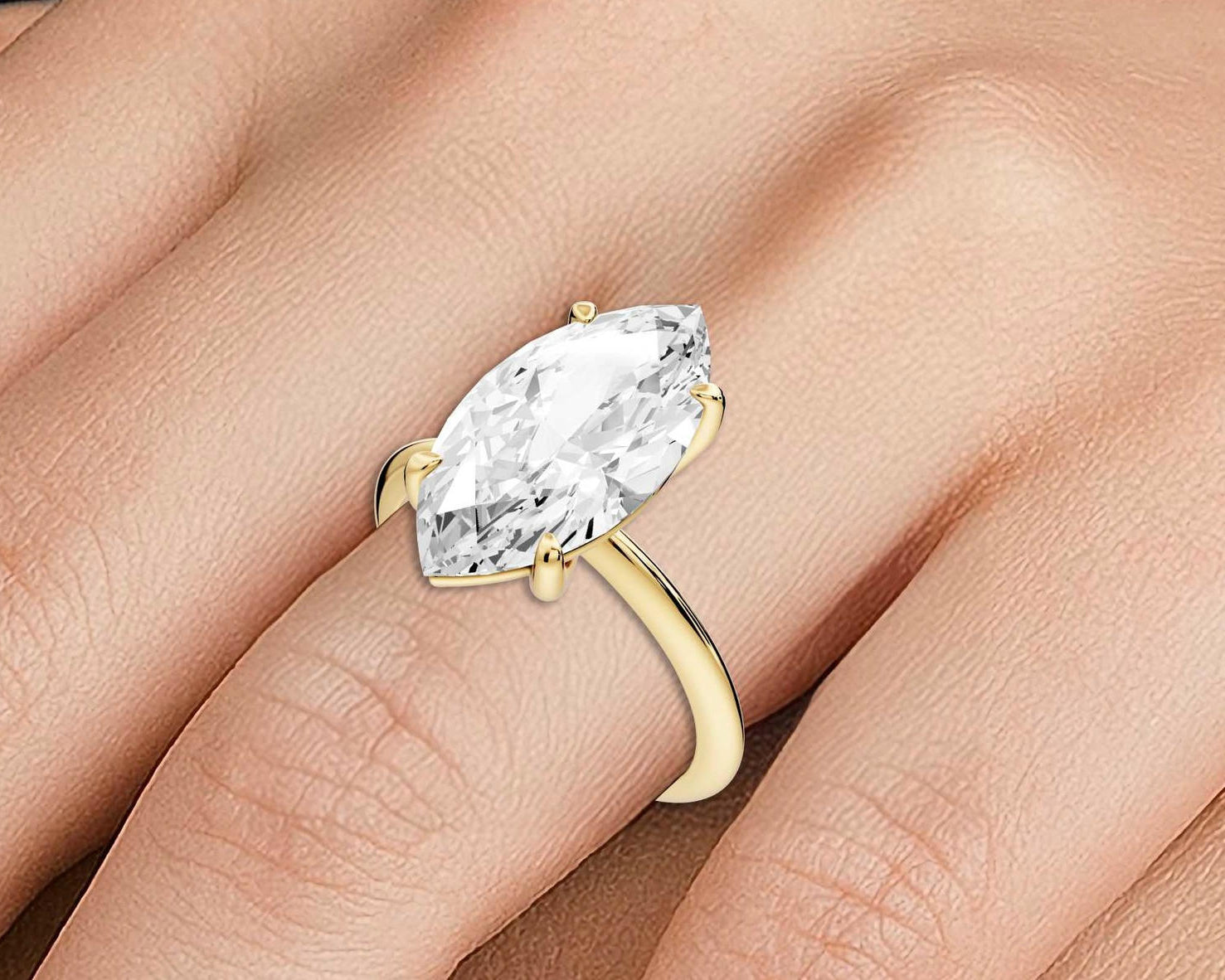 Odessa - 4ct marquise Engagement Ring 18k yellow gold - Mr. Alex Jewelry