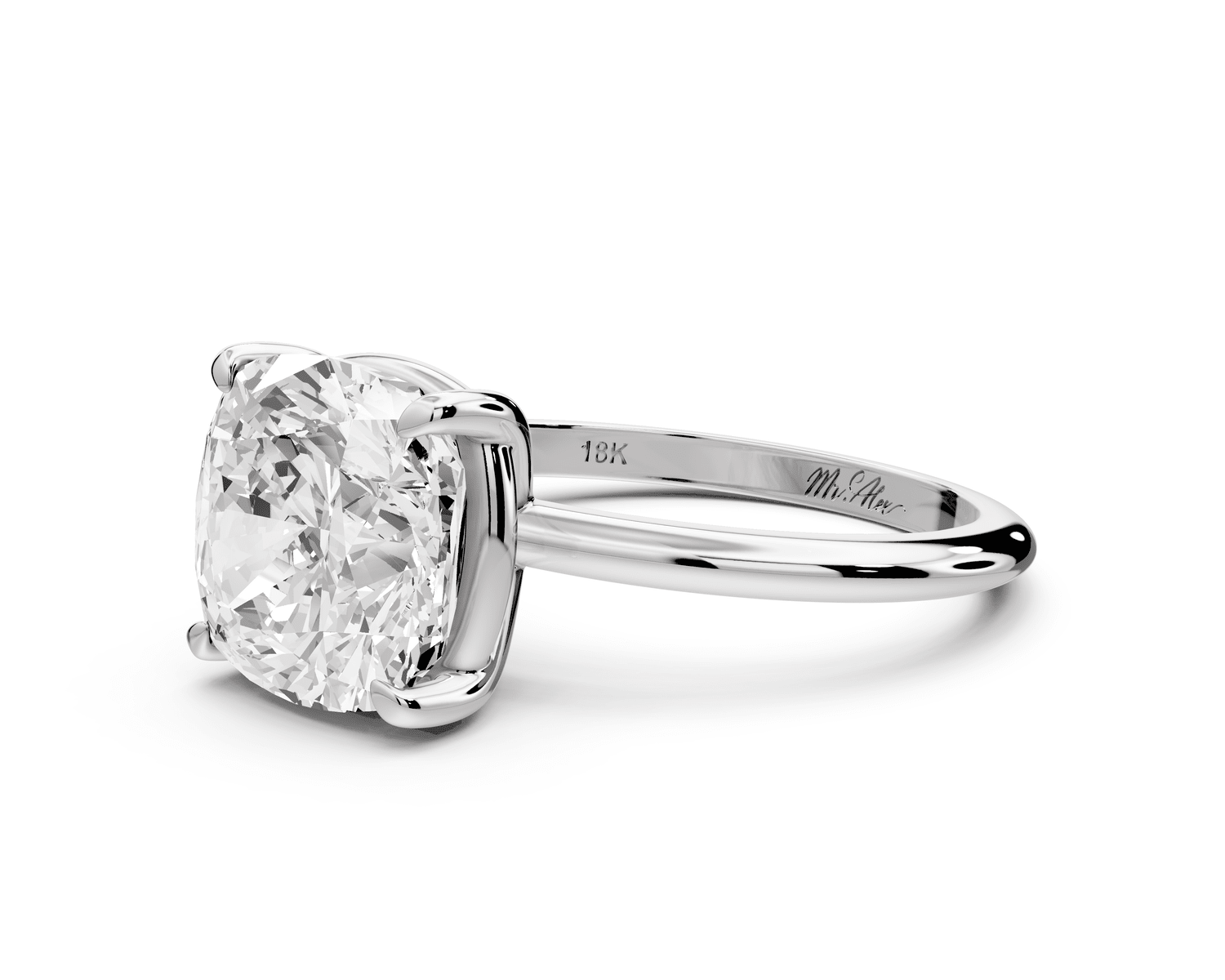 Odessa - 4ct platinum cushion Knife Edge Solitaire Engagement Ring - Mr. Alex Jewelry