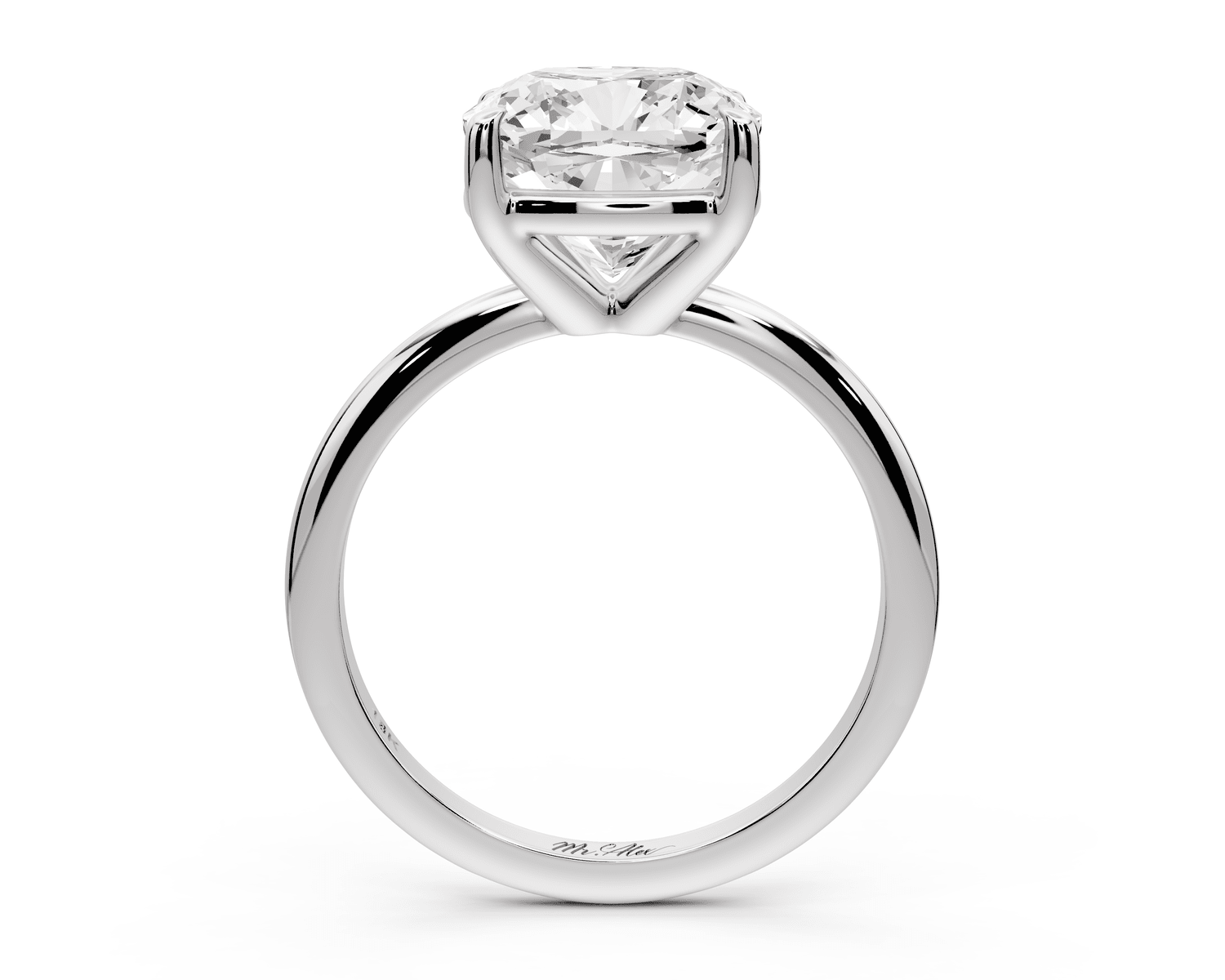 Odessa - 4ct platinum cushion Knife Edge Solitaire Engagement Ring - Mr. Alex Jewelry