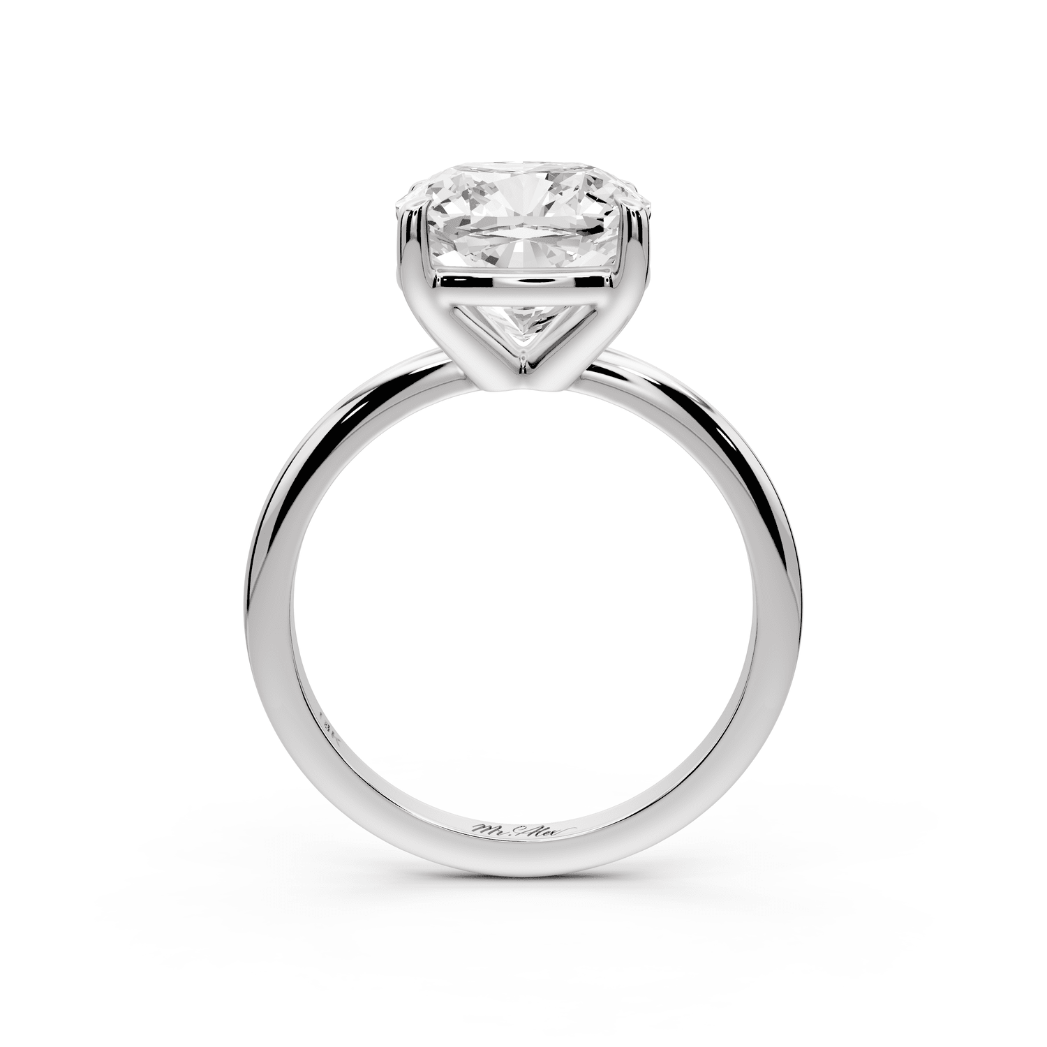Odessa - 4ct platinum cushion Knife Edge Solitaire Engagement Ring - Mr. Alex Jewelry