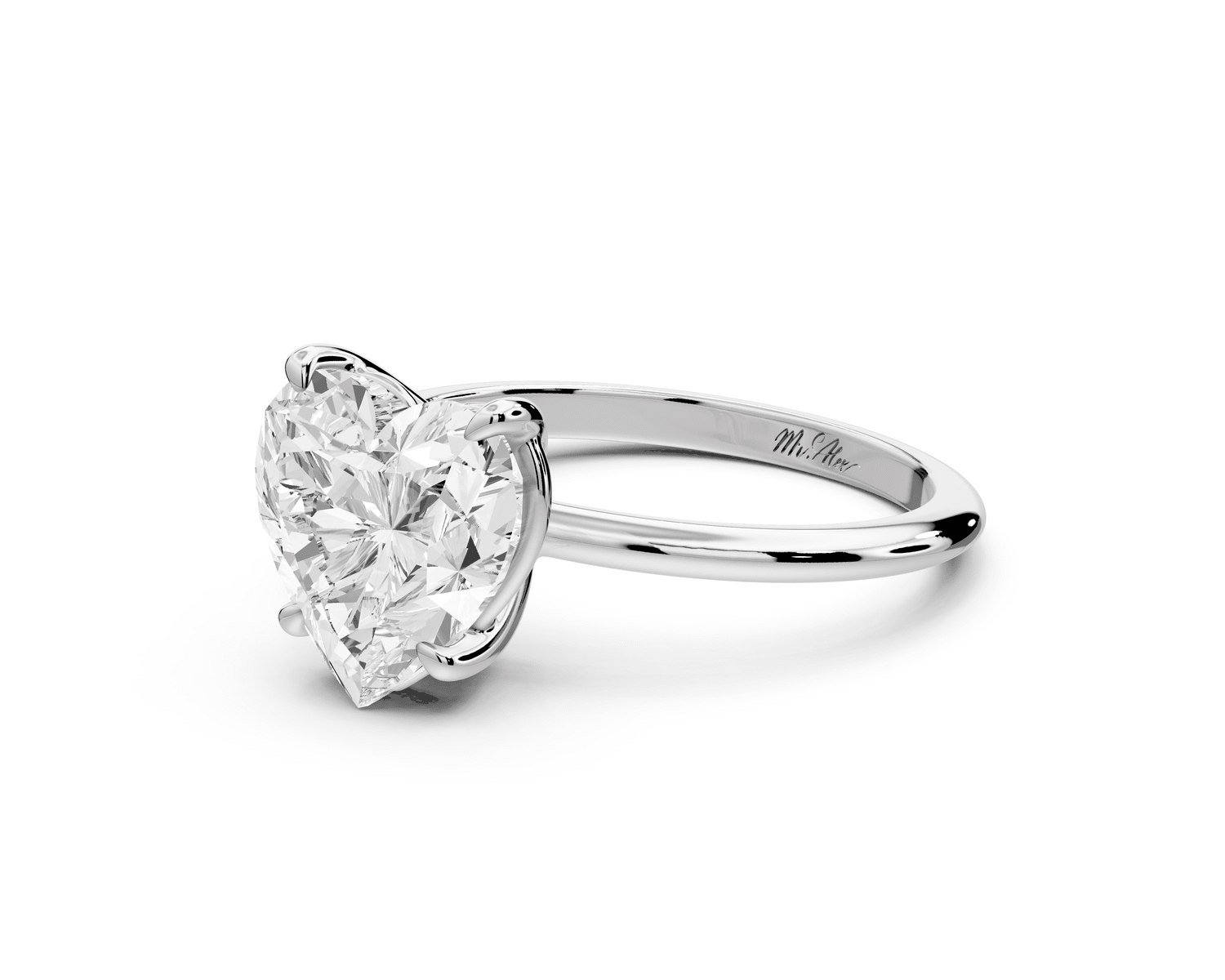 Odessa - 4ct platinum heart Knife Edge Solitaire Engagement Ring - Mr. Alex Jewelry