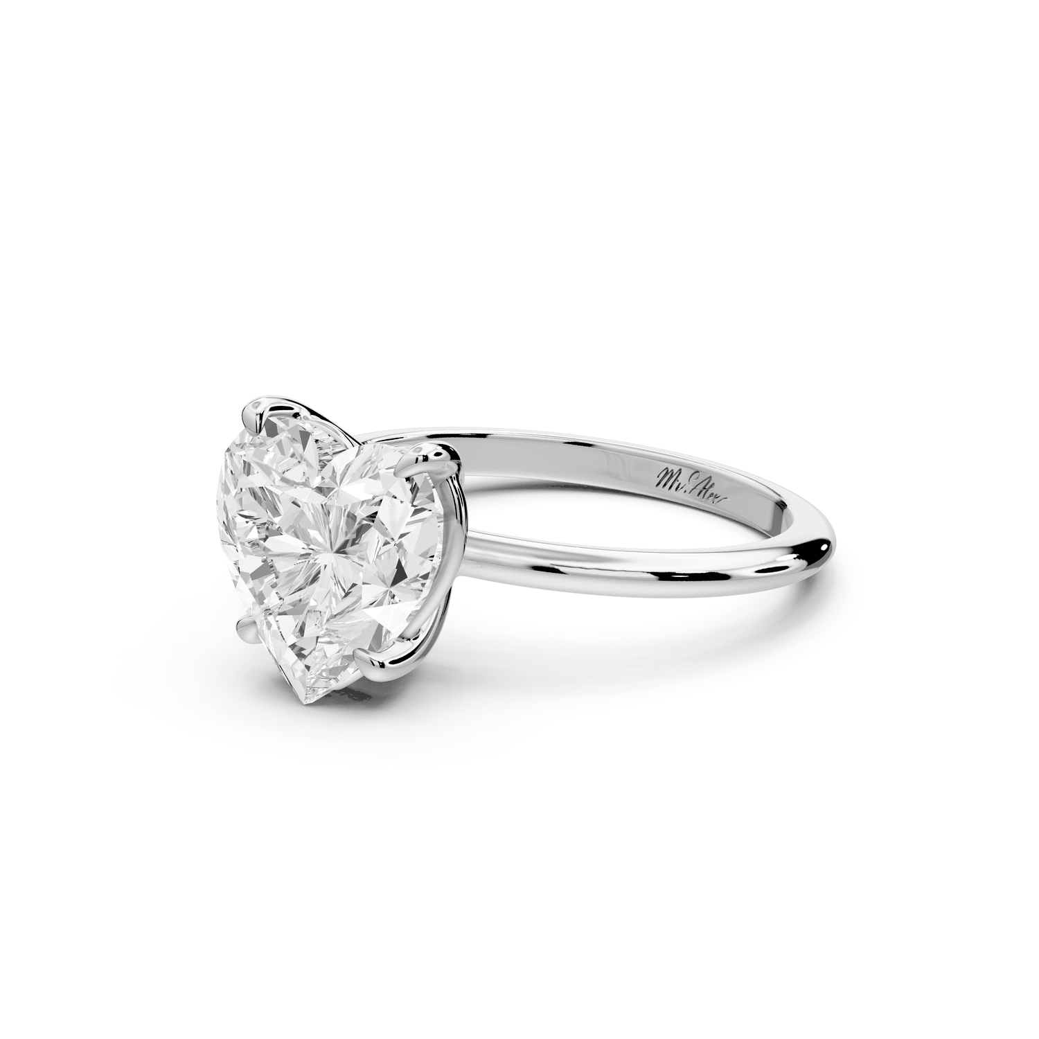 Odessa - 4ct platinum heart Knife Edge Solitaire Engagement Ring - Mr. Alex Jewelry