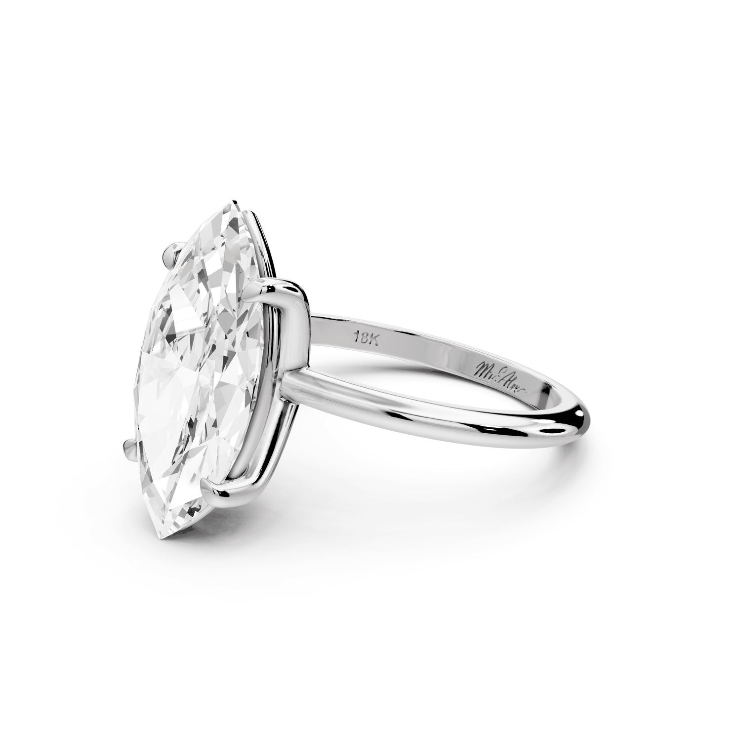 Odessa - 4ct platinum marquise Knife Edge Solitaire Engagement Ring - Mr. Alex Jewelry